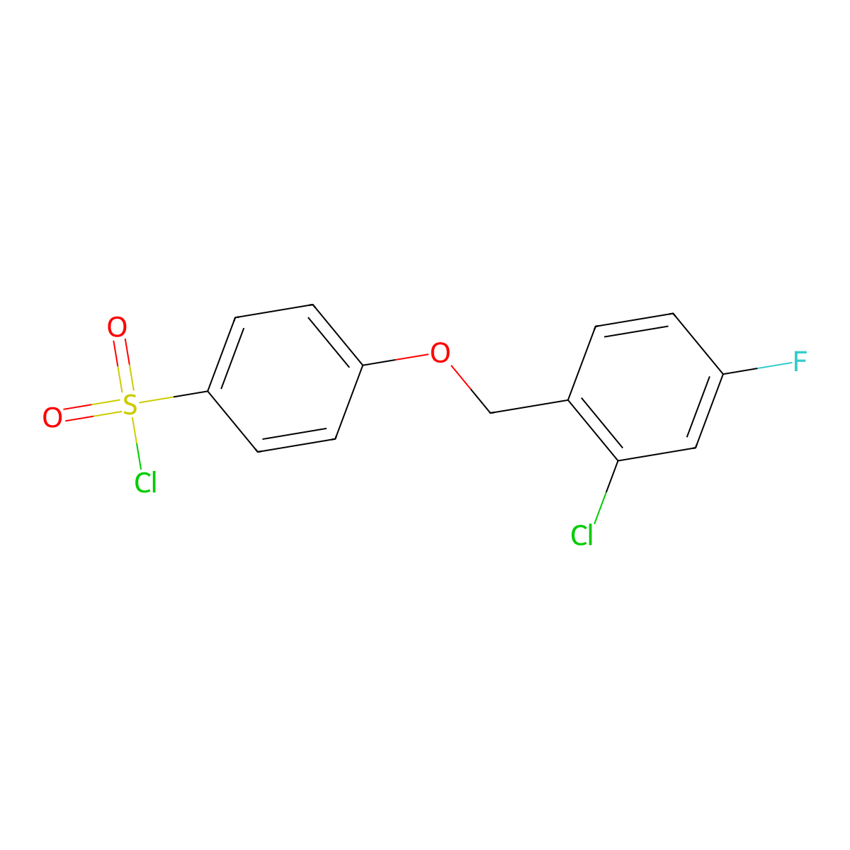 4-((2-Chloro-4-fluorobenzyl)oxy)benzene-1-sulfonyl chloride molecular structure, CAS 1036509-25-7