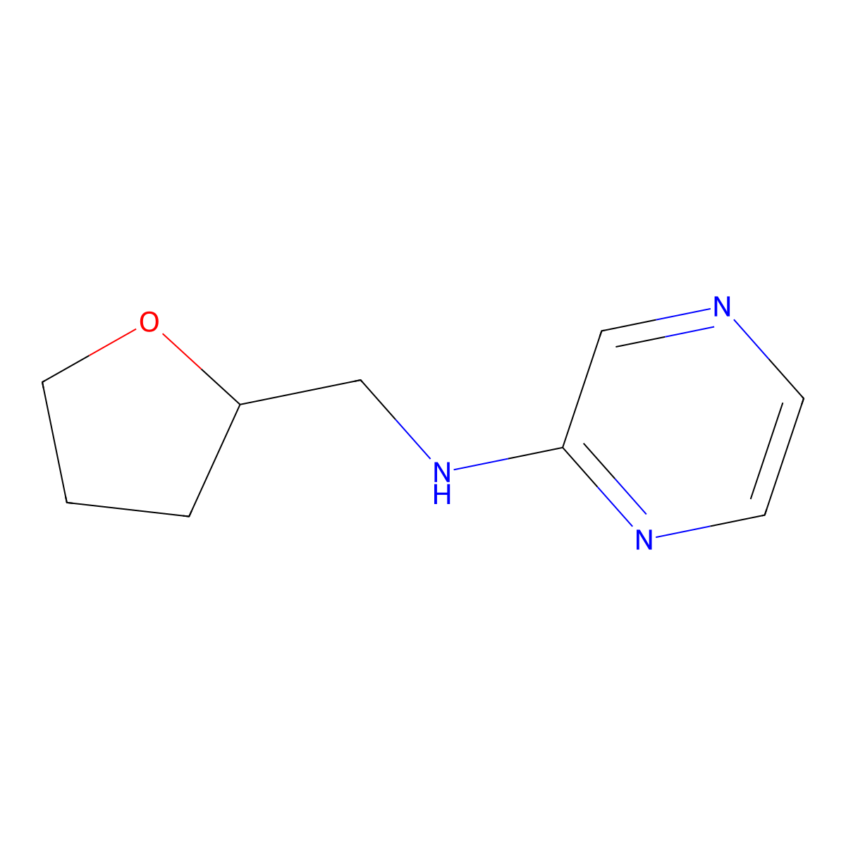 N-[(oxolan-2-yl)methyl]pyrazin-2-amine molecular structure, CAS 1036510-00-5