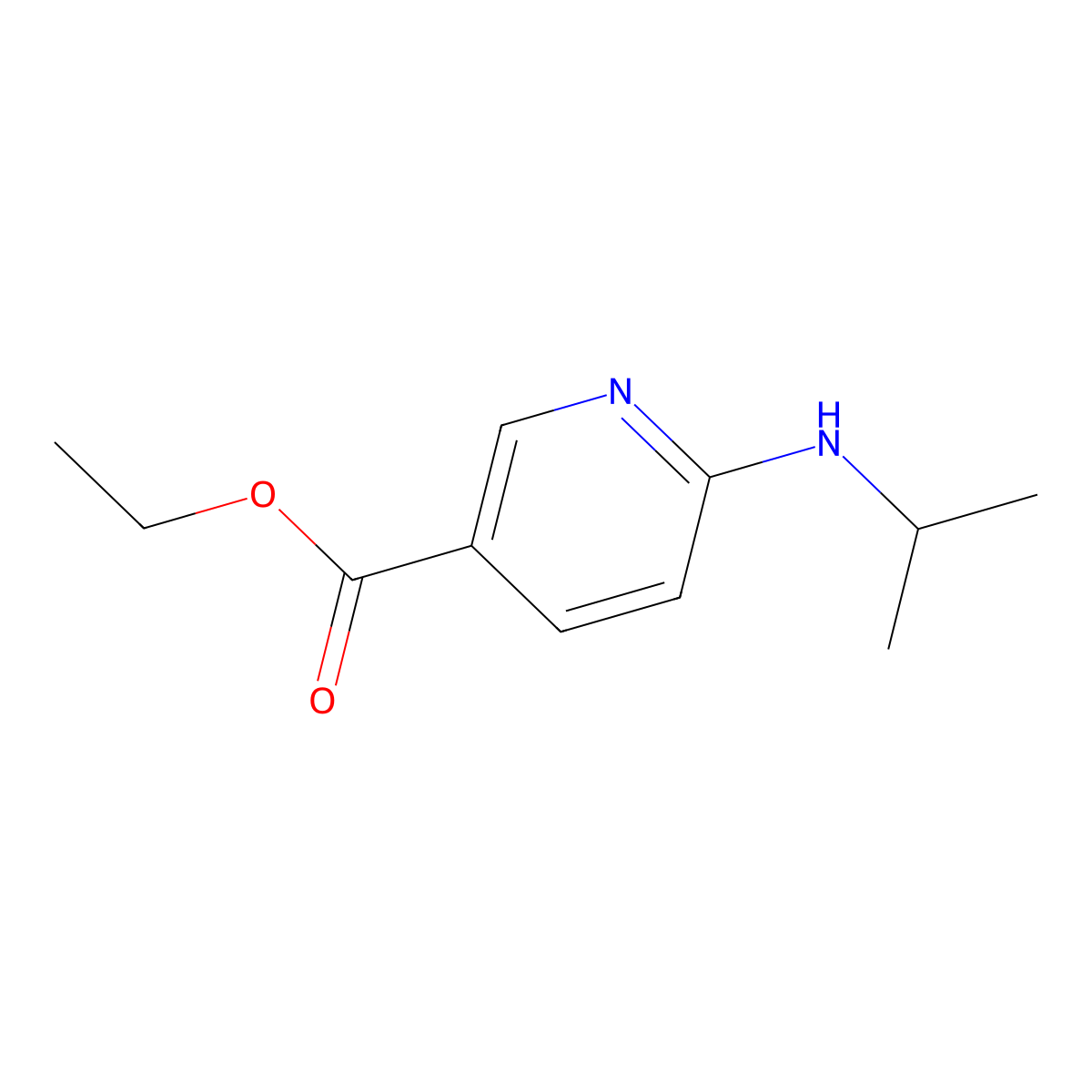 Ethyl 6-[(propan-2-yl)amino]pyridine-3-carboxylate molecular structure, CAS 1036510-82-3
