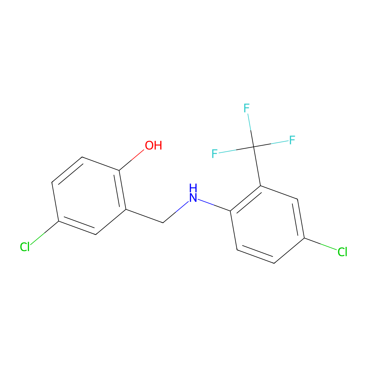 4-Chloro-2-({[4-chloro-2-(trifluoromethyl)phenyl]amino}methyl)phenol molecular structure, CAS 1036514-54-1