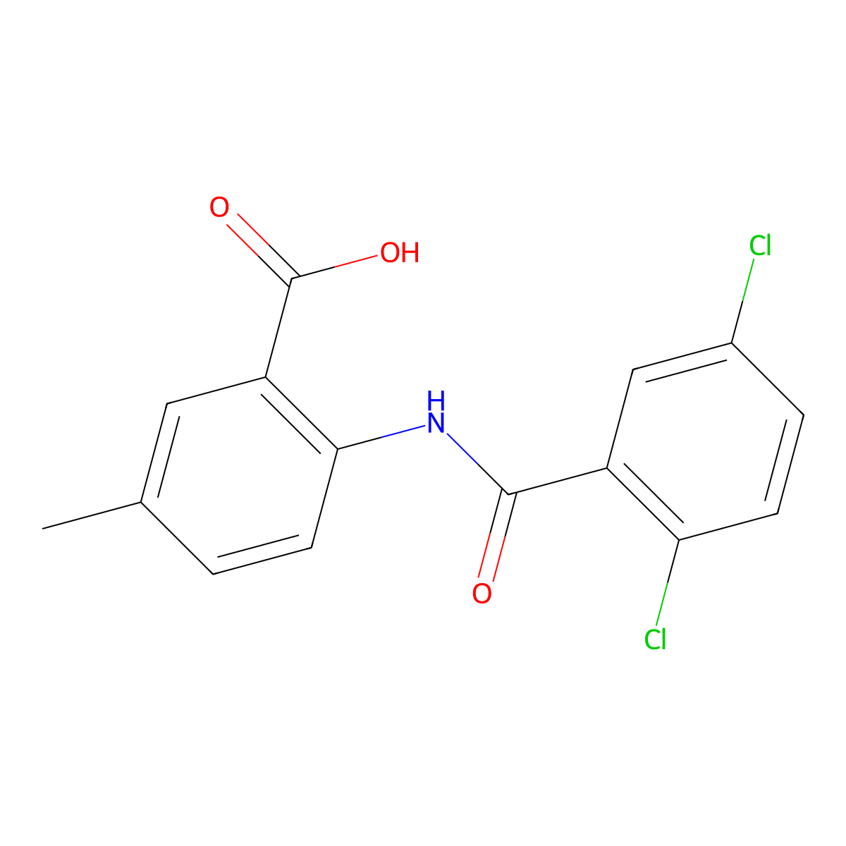 2-(2,5-Dichlorobenzamido)-5-methylbenzoic acid molecular structure, CAS 1036516-96-7