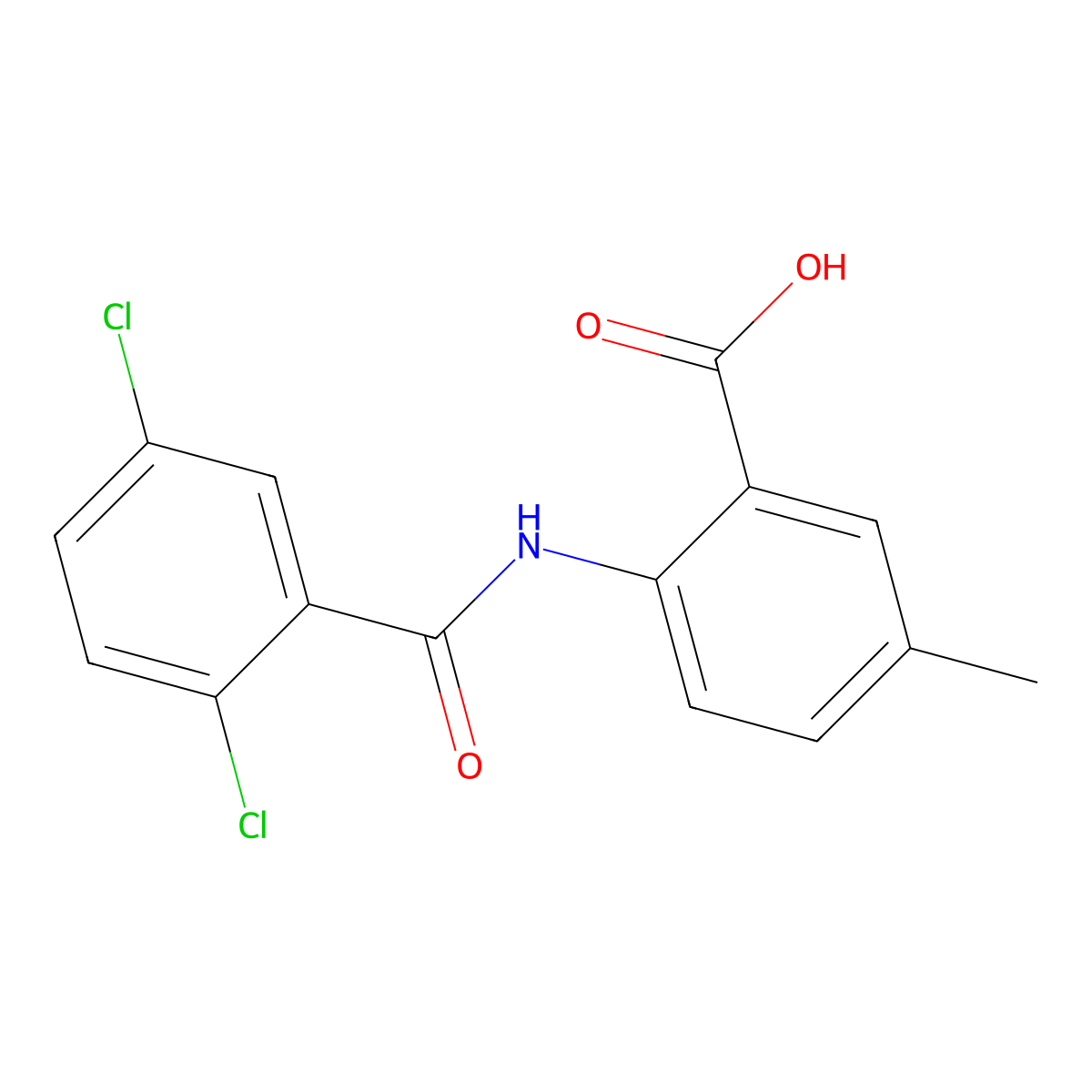 2-(2,5-Dichlorobenzamido)-5-methylbenzoic acid molecular structure, CAS 1036516-96-7