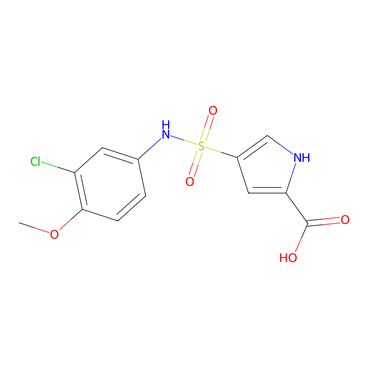 4-[(3-chloro-4-methoxyphenyl)sulfamoyl]-1H-pyrrole-2-carboxylic acid molecular structure, CAS 1036518-53-2