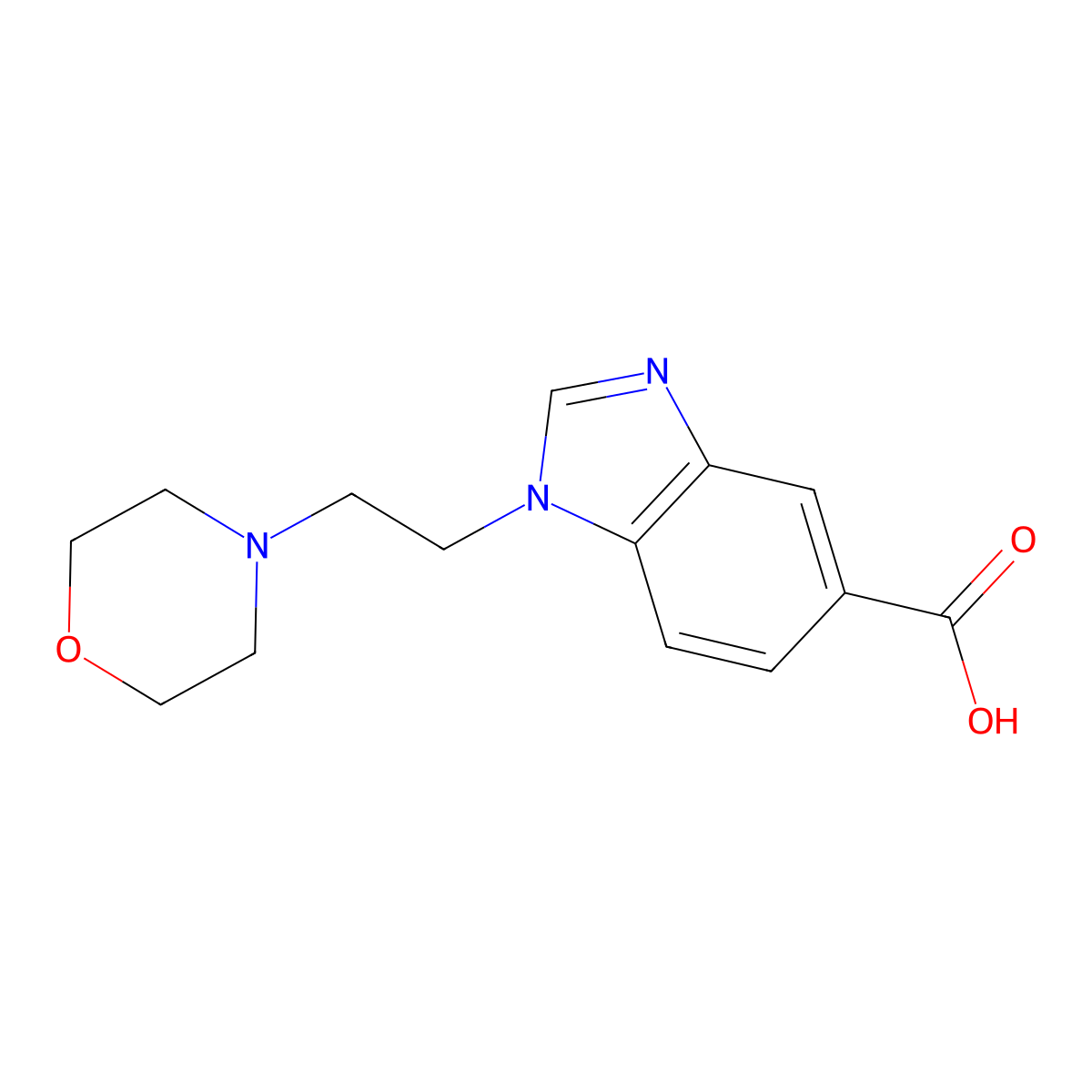 1-(2-morpholin-4-ylethyl)-1H-benzimidazole-5-carboxylic acid molecular structure, CAS 1036519-10-4