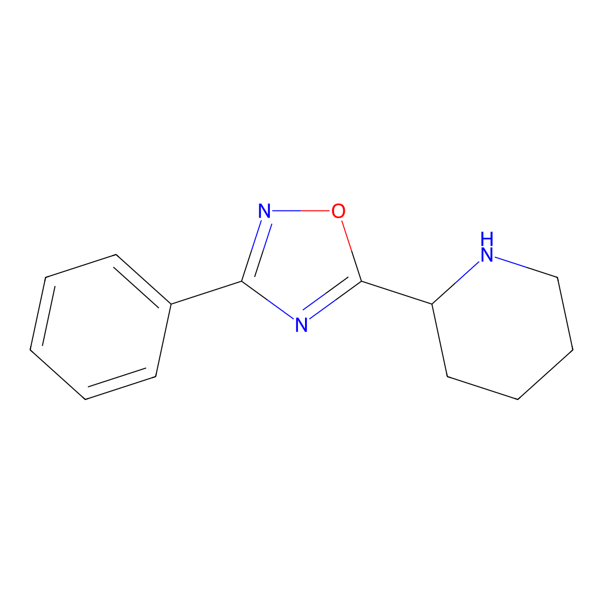 2-(3-Phenyl-1,2,4-oxadiazol-5-yl)piperidine molecular structure, CAS 1036520-19-0