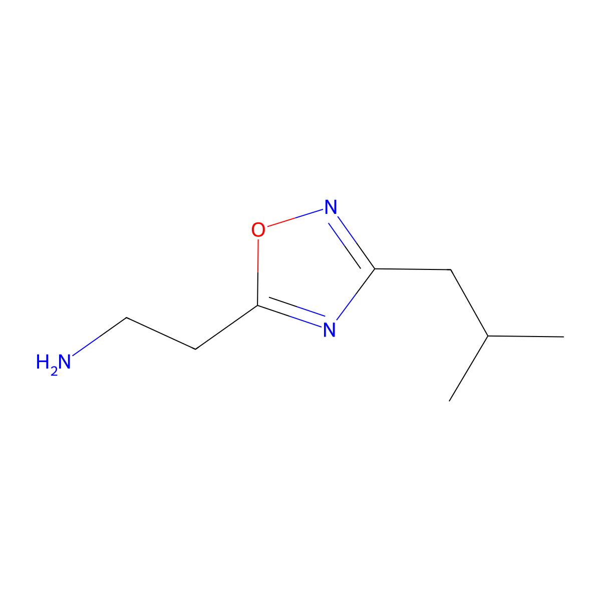 2-[3-(2-Methylpropyl)-1,2,4-oxadiazol-5-yl]ethan-1-amine molecular structure, CAS 1036520-63-4