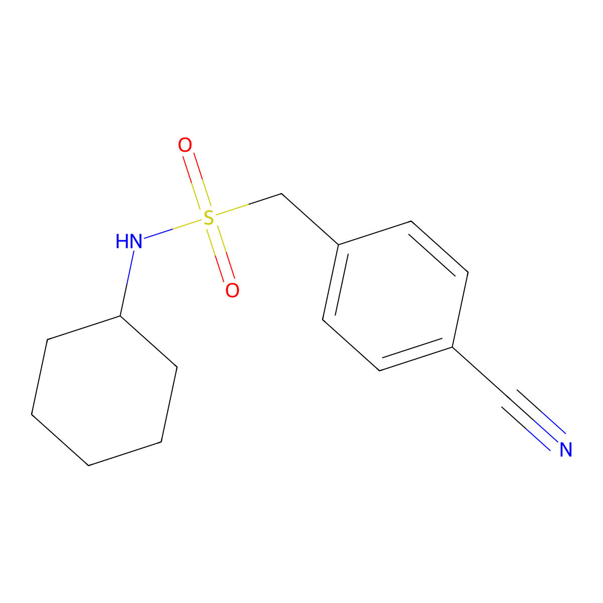 1-(4-cyanophenyl)-N-cyclohexylmethanesulfonamide molecular structure, CAS 1036520-78-1