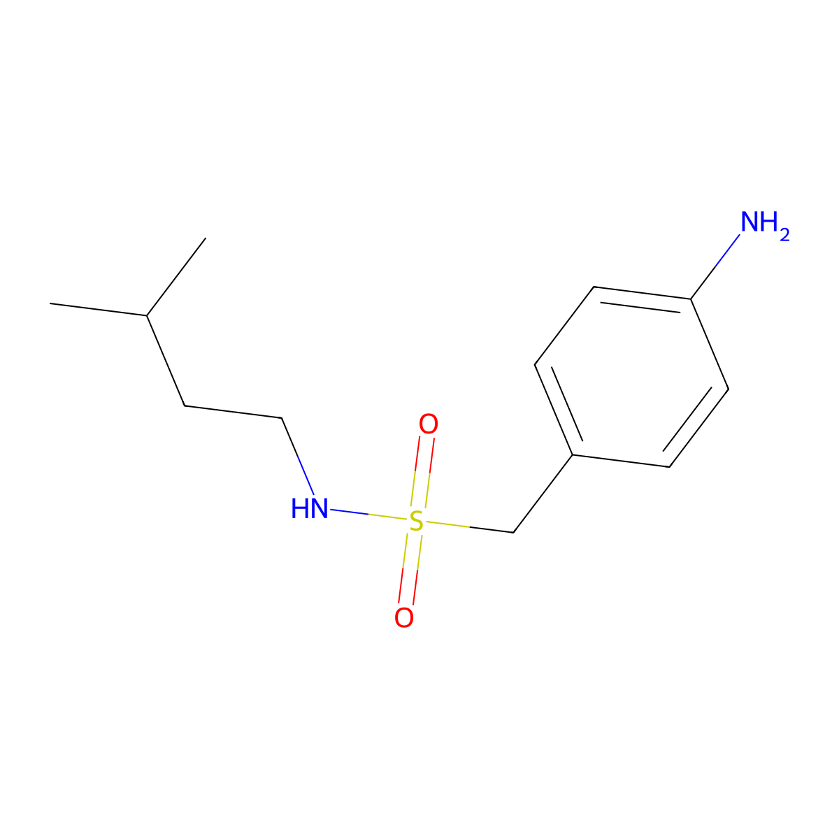 1-(4-aminophenyl)-N-(3-methylbutyl)methanesulfonamide molecular structure, CAS 1036521-58-0