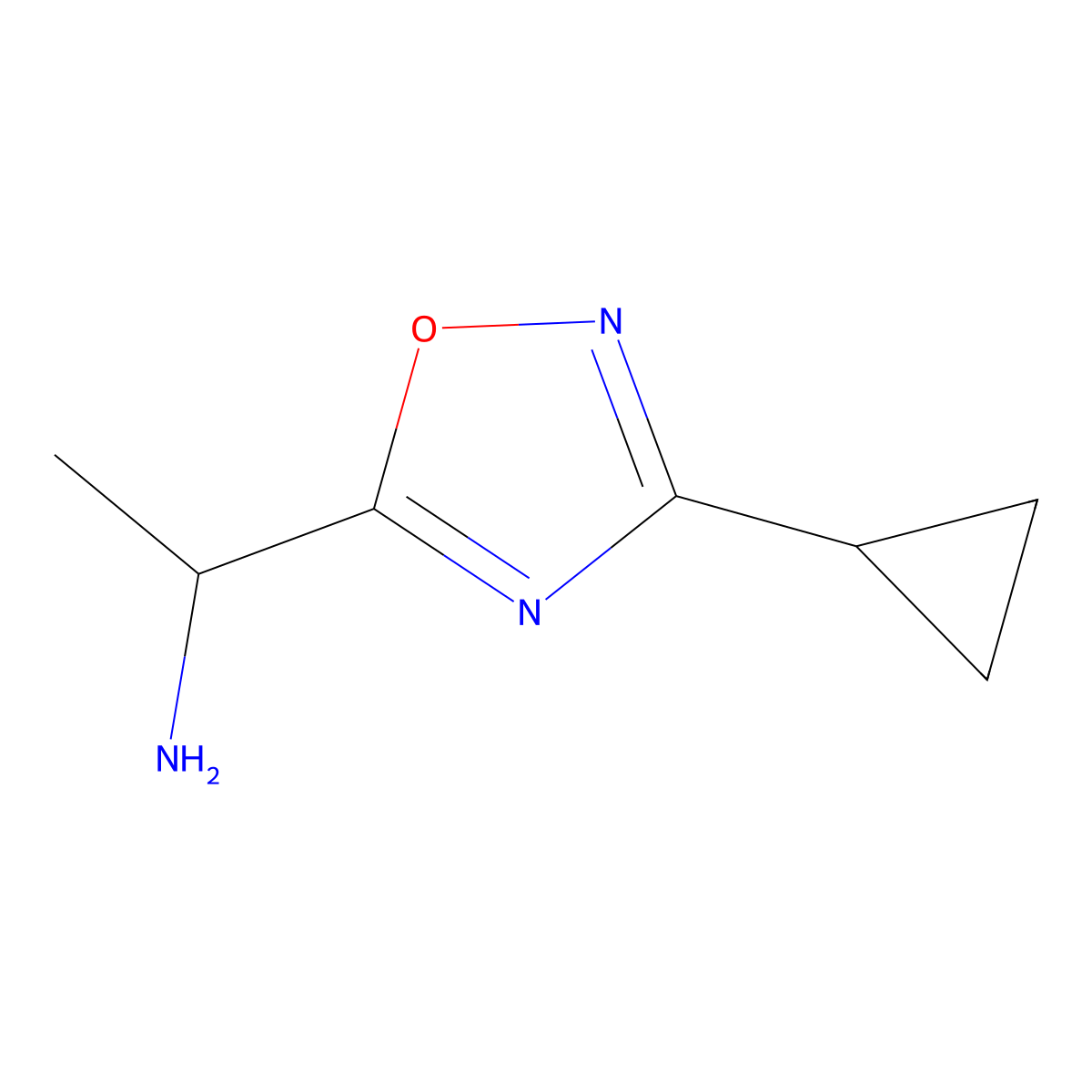 1-(3-Cyclopropyl-1,2,4-oxadiazol-5-yl)ethanamine molecular structure, CAS 1036527-33-9