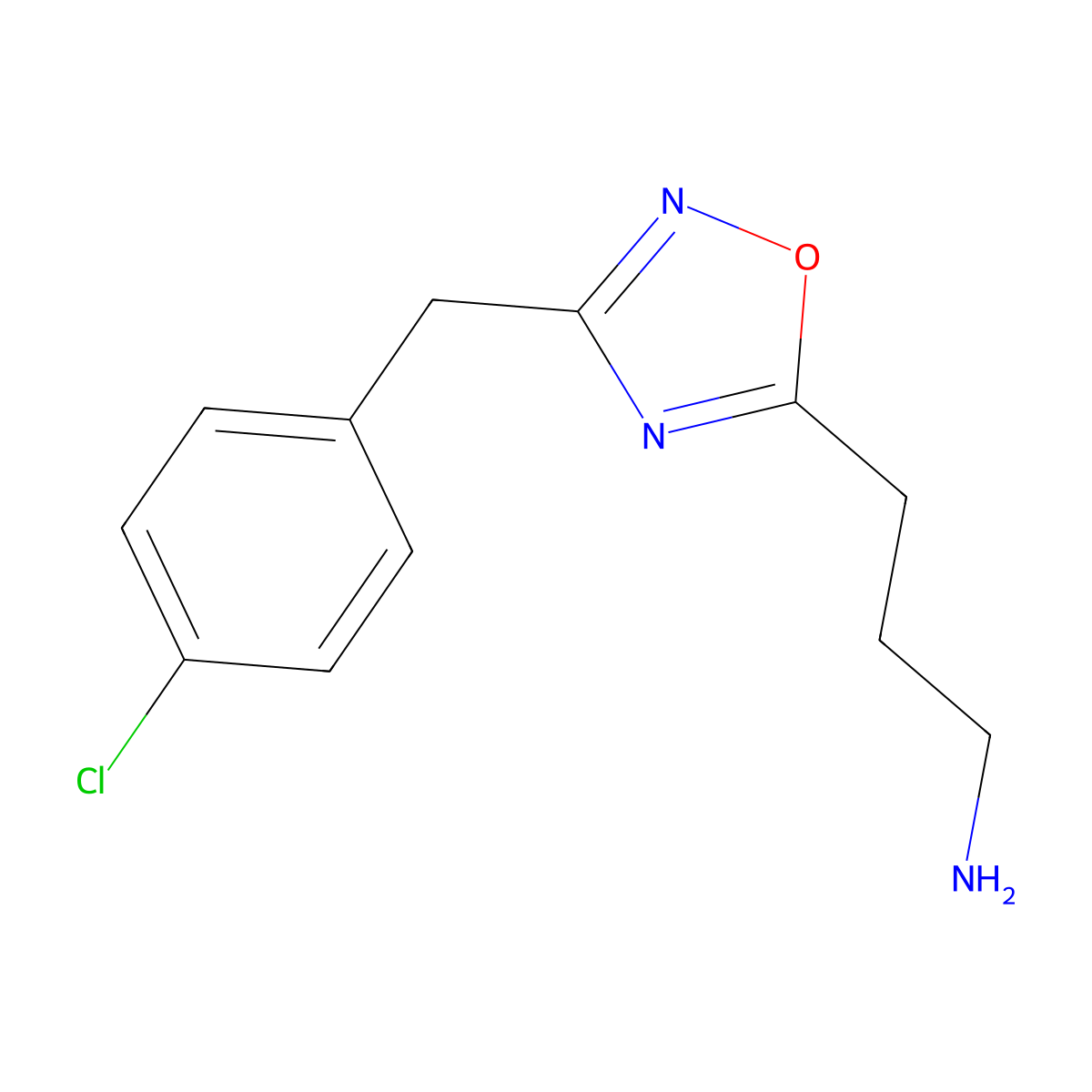 3-[3-(4-Chlorobenzyl)-1,2,4-oxadiazol-5-yl]propan-1-amine molecular structure, CAS 1036530-64-9