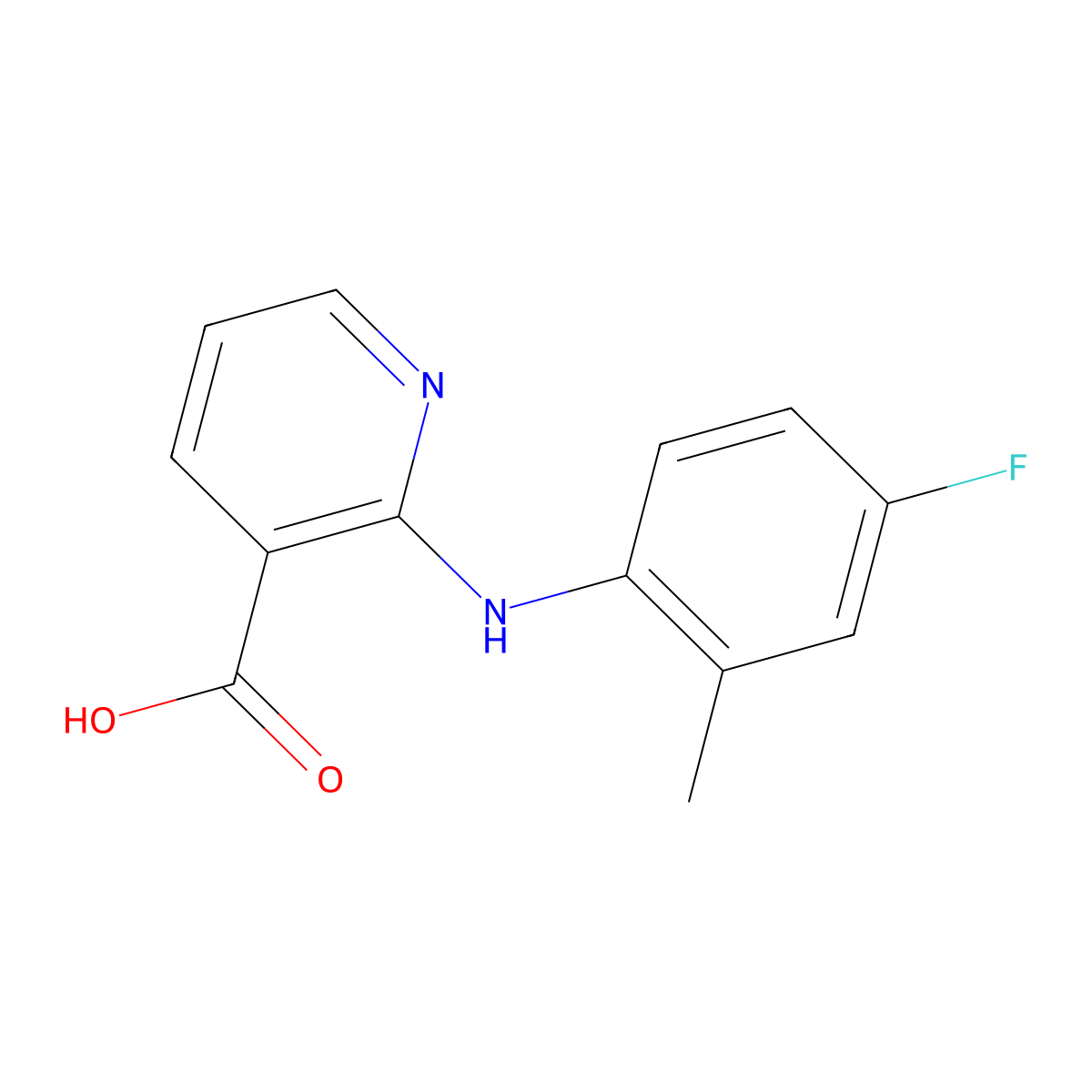 2-[(4-Fluoro-2-methylphenyl)amino]nicotinic acid molecular structure, CAS 1036531-44-8