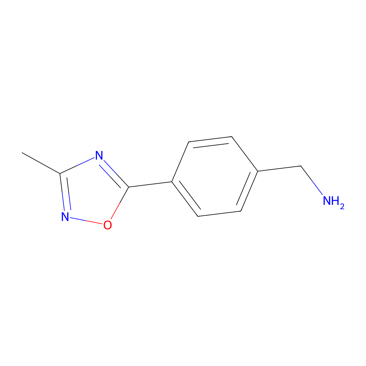 (4-(3-Methyl-1,2,4-oxadiazol-5-yl)phenyl)methanamine molecular structure, CAS 1036532-71-4