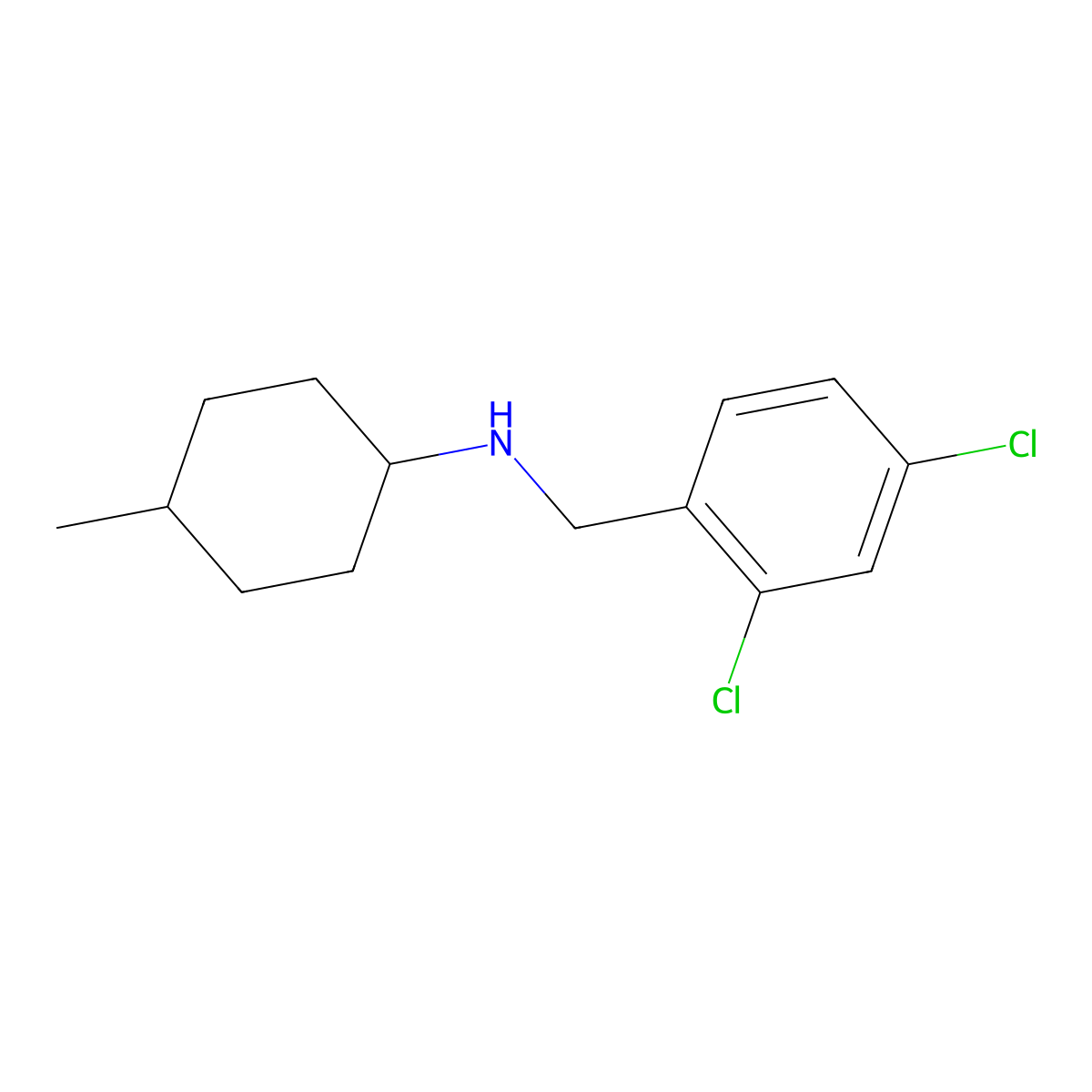 N-[(2,4-dichlorophenyl)methyl]-4-methylcyclohexan-1-amine molecular structure, CAS 1036536-06-7