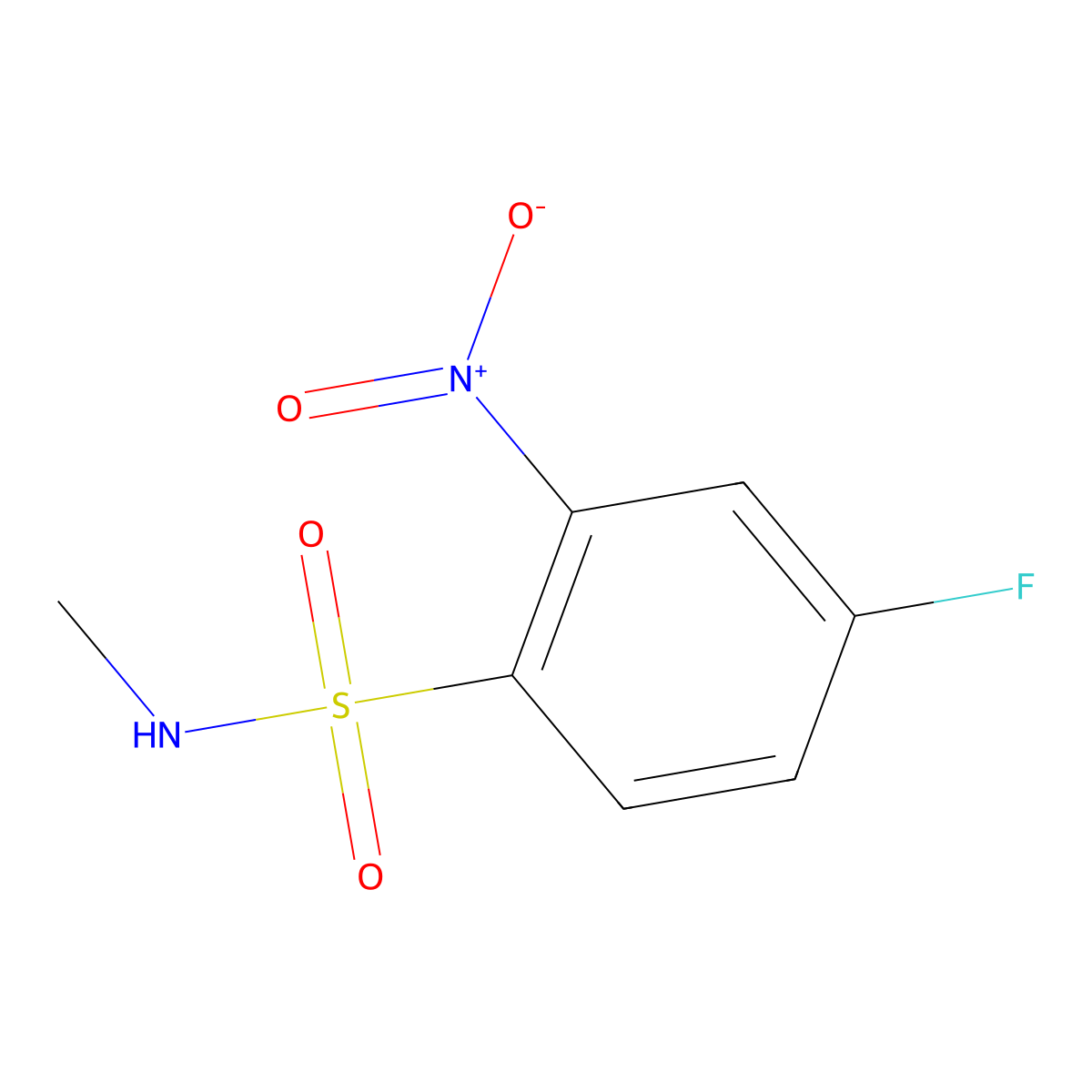 4-fluoro-N-methyl-2-nitrobenzene-1-sulfonamide molecular structure, CAS 1036537-64-0