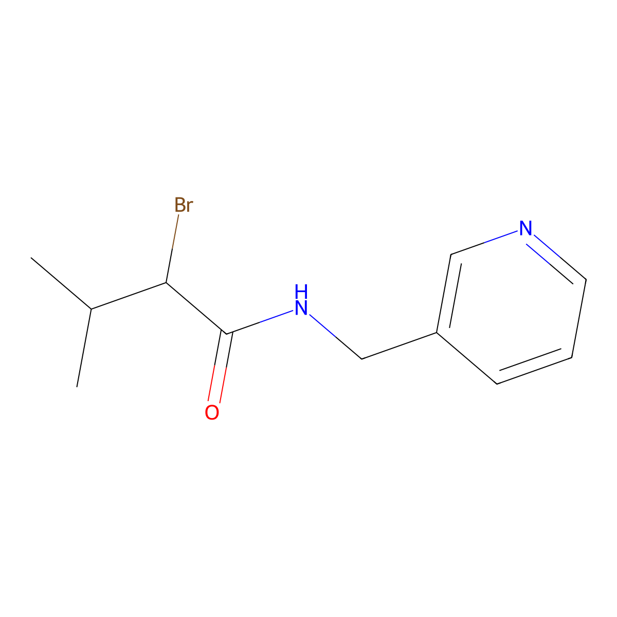 2-bromo-3-methyl-N-(pyridin-3-ylmethyl)butanamide molecular structure, CAS 1036540-46-1