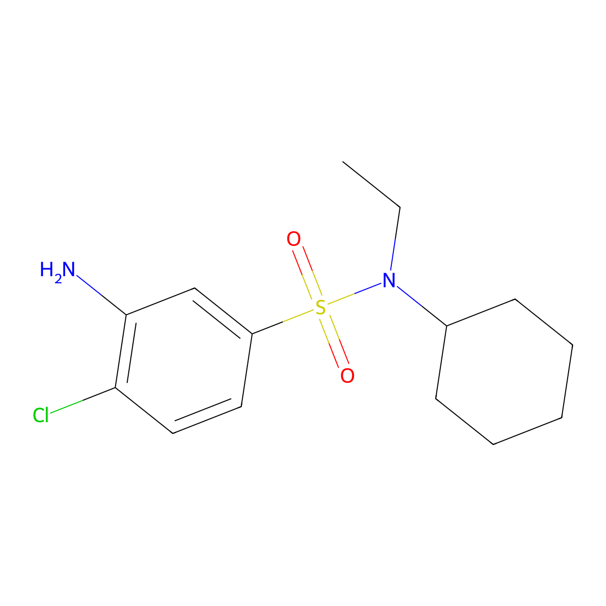 3-Amino-4-chloro-N-cyclohexyl-N-ethylbenzenesulfonamide molecular structure, CAS 1036541-04-4