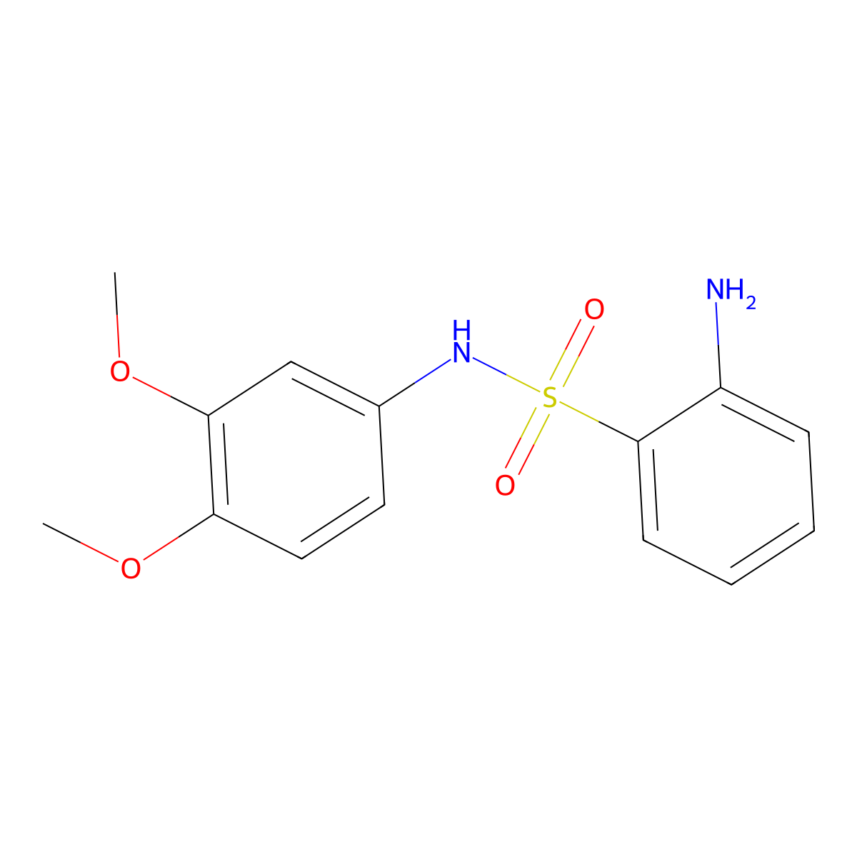 2-amino-N-(3,4-dimethoxyphenyl)benzene-1-sulfonamide molecular structure, CAS 1036542-76-3