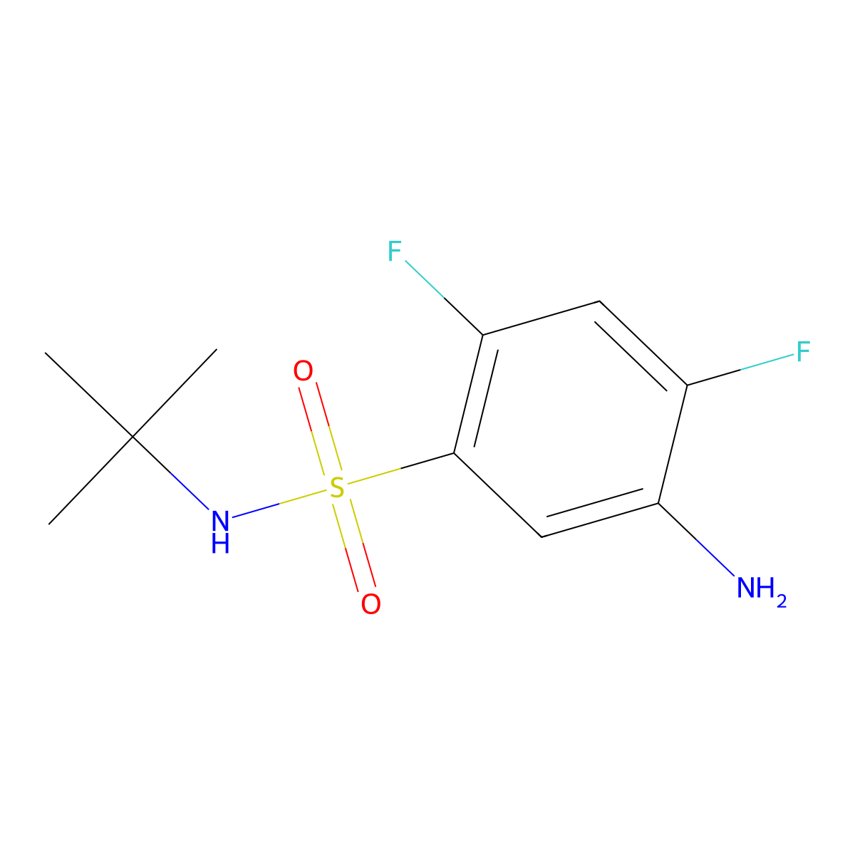 5-amino-N-tert-butyl-2,4-difluorobenzene-1-sulfonamide molecular structure, CAS 1036546-81-2