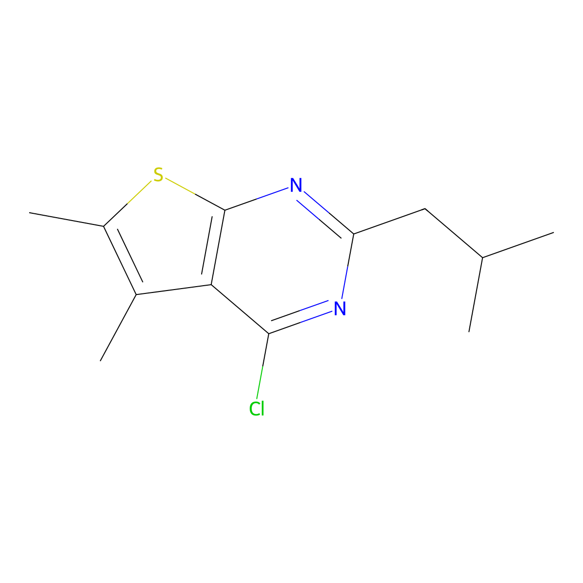4-Chloro-2-isobutyl-5,6-dimethylthieno[2,3-d]pyrimidine molecular structure, CAS 1036547-97-3
