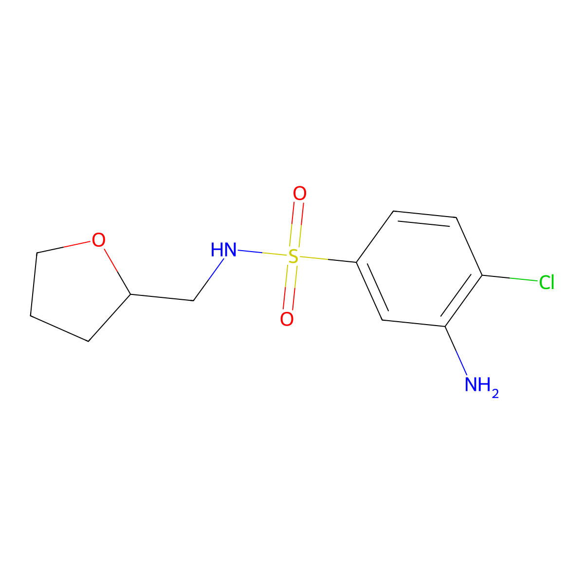 3-amino-4-chloro-N-(oxolan-2-ylmethyl)benzenesulfonamide molecular structure, CAS 1036551-00-4