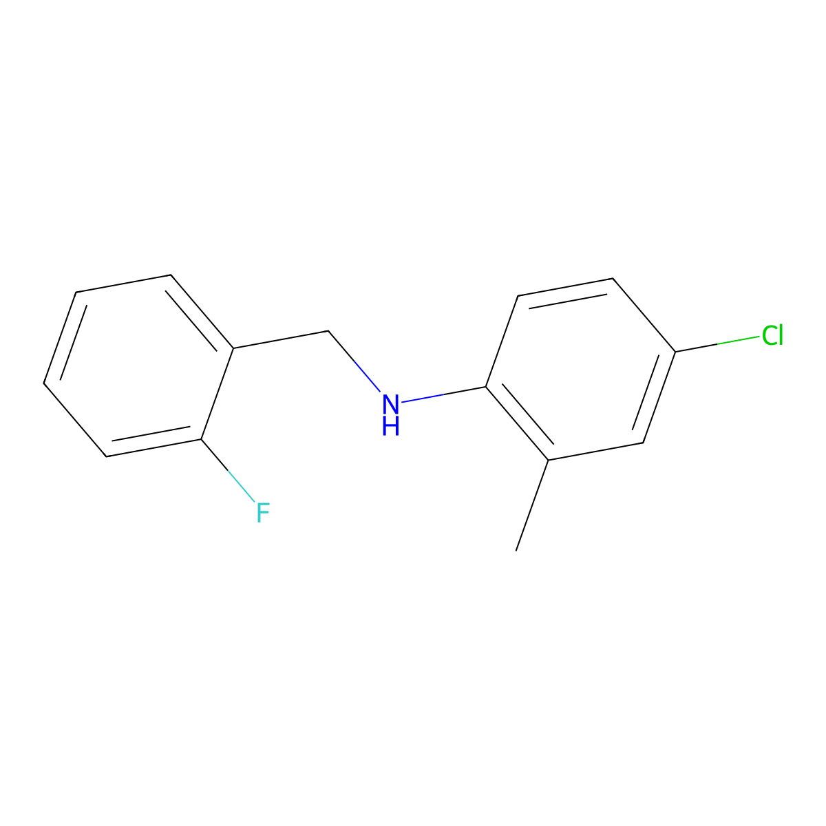 4-Chloro-N-(2-fluorobenzyl)-2-methylaniline molecular structure, CAS 1036554-71-8
