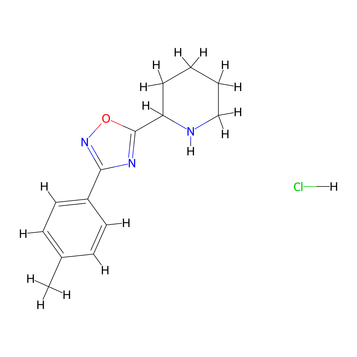 2-[3-(4-Methylphenyl)-1,2,4-oxadiazol-5-yl]piperidine hydrochloride molecular structure, CAS 1036556-56-5