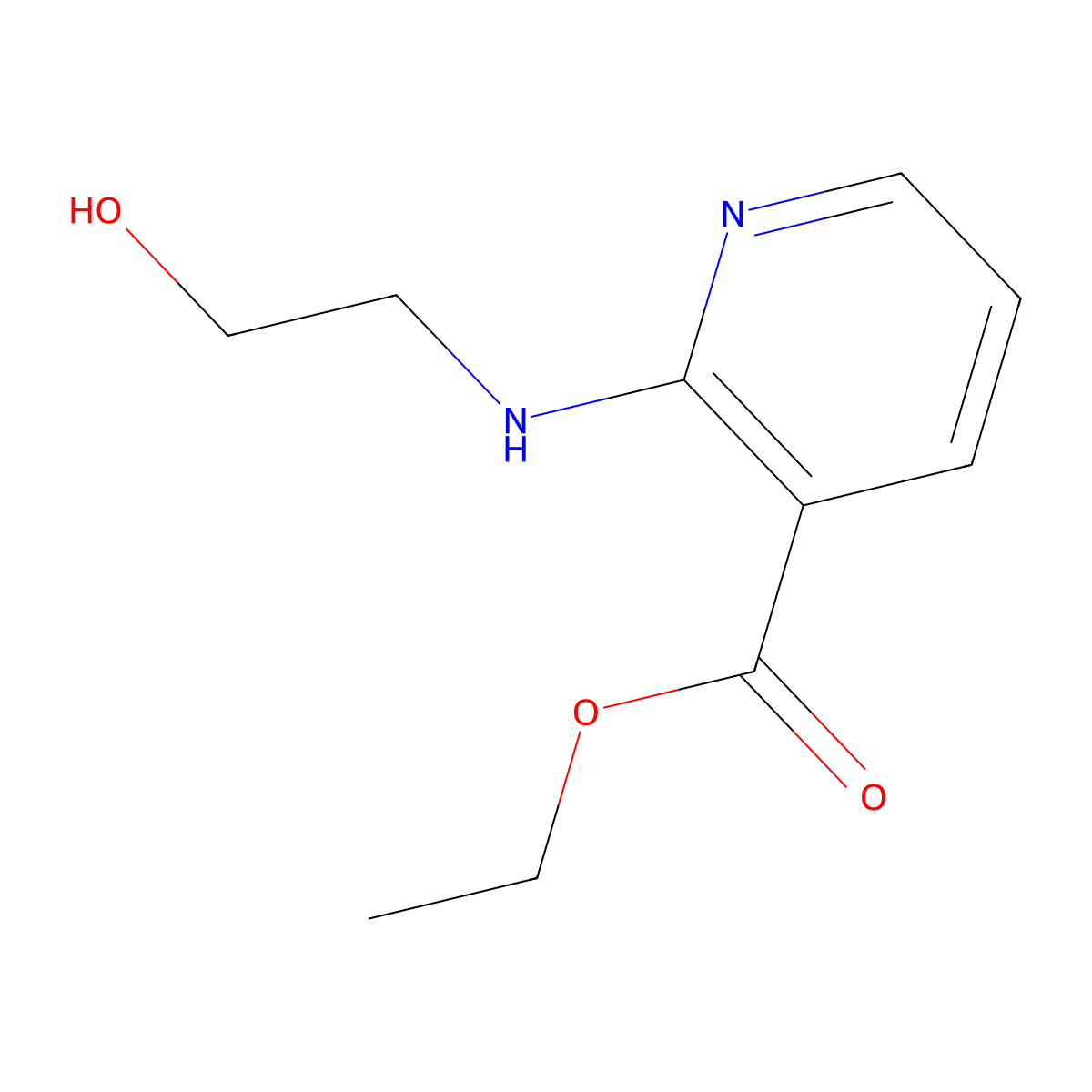 Ethyl 2-[(2-hydroxyethyl)amino]pyridine-3-carboxylate molecular structure, CAS 1036558-91-4