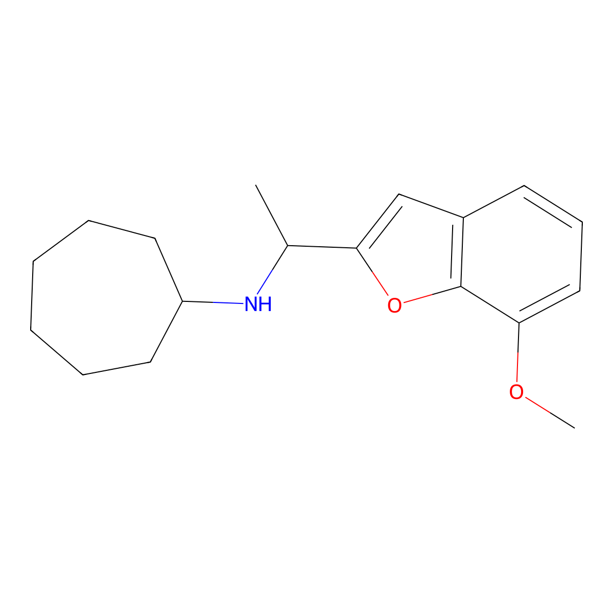 N-[1-(7-methoxy-1-benzofuran-2-yl)ethyl]cycloheptanamine molecular structure, CAS 1036559-22-4
