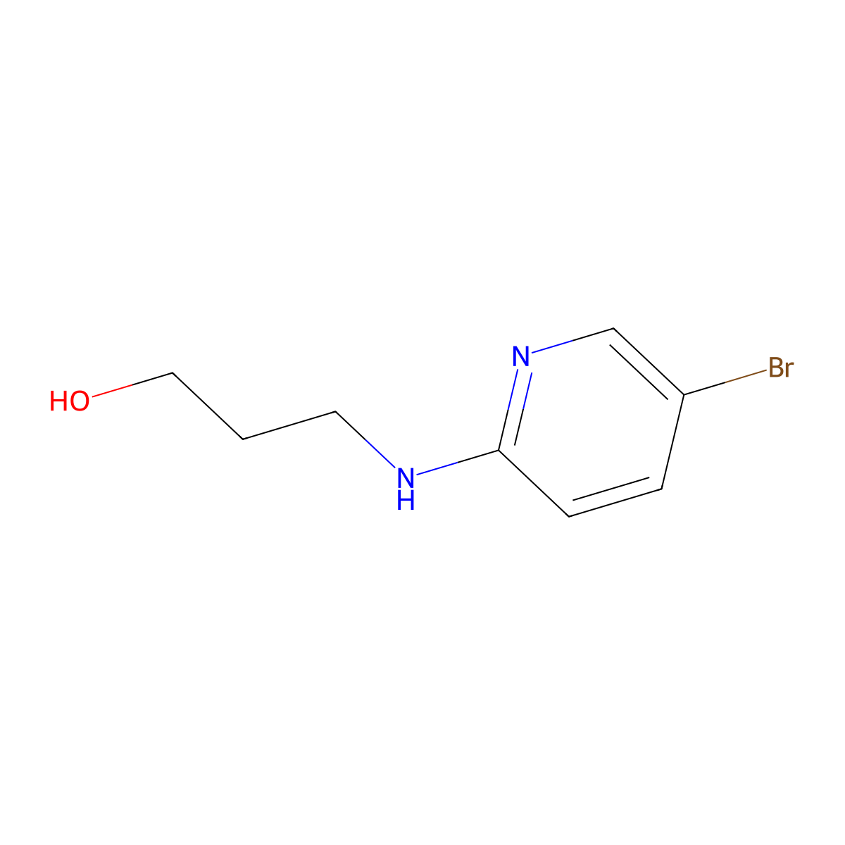 3-[(5-Bromo-2-pyridinyl)amino]-1-propanol molecular structure, CAS 1036563-47-9