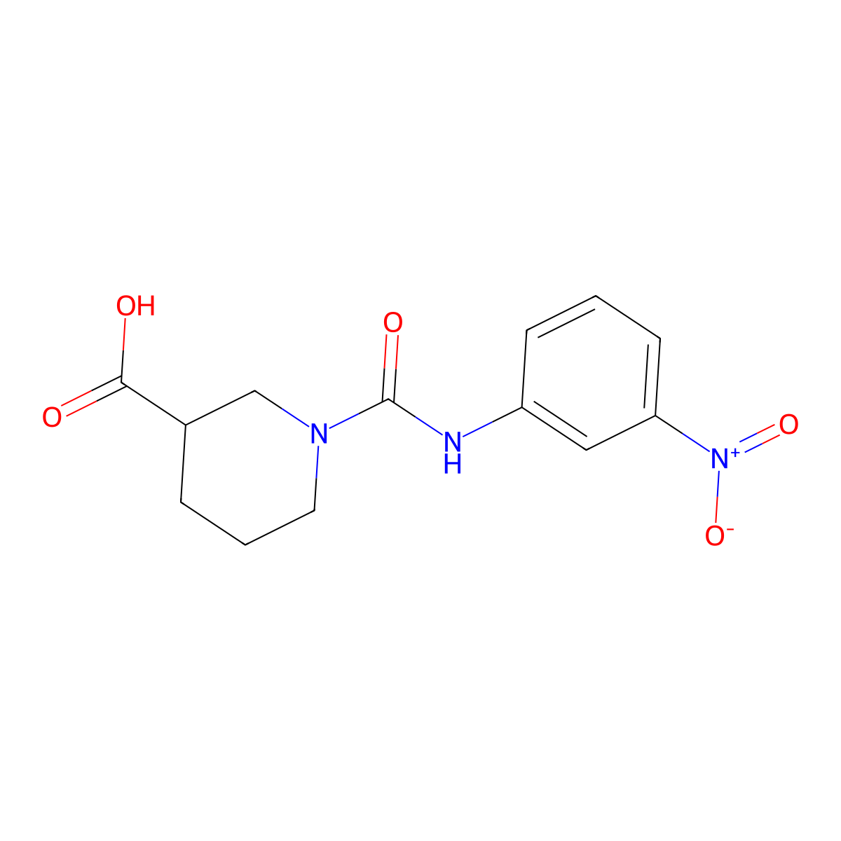 1-{[(3-Nitrophenyl)amino]carbonyl}piperidine-3-carboxylic acid molecular structure, CAS 1036565-62-4