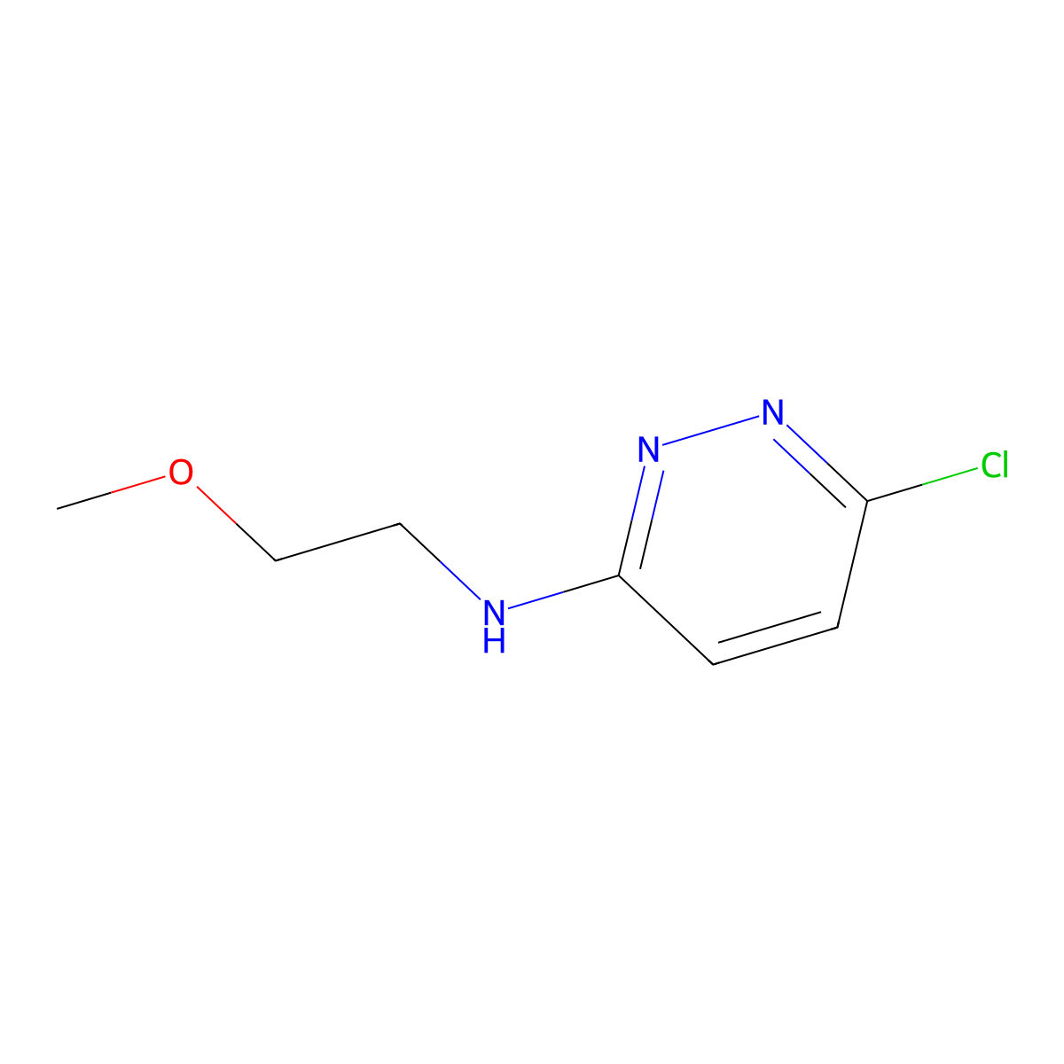 6-chloro-N-(2-methoxyethyl)pyridazin-3-amine molecular structure, CAS 1036569-59-1