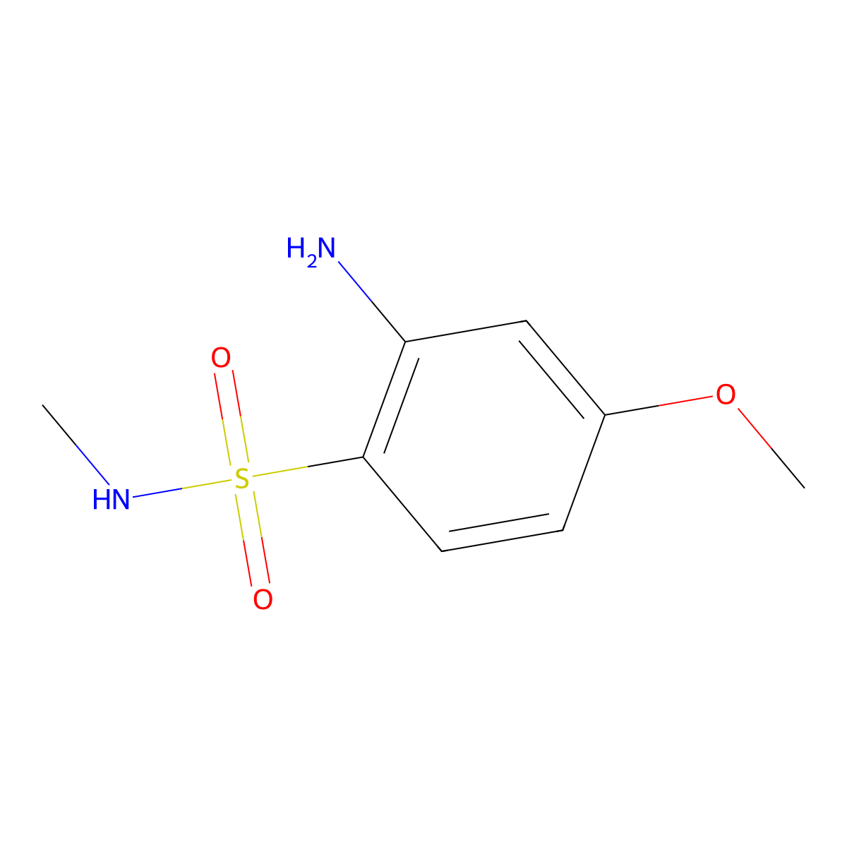 2-amino-4-methoxy-N-methylbenzene-1-sulfonamide molecular structure, CAS 1036570-75-8