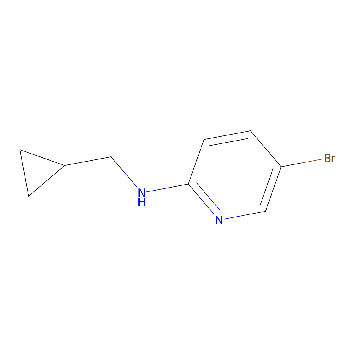 5-bromo-N-(cyclopropylmethyl)pyridin-2-amine molecular structure, CAS 1036572-09-4