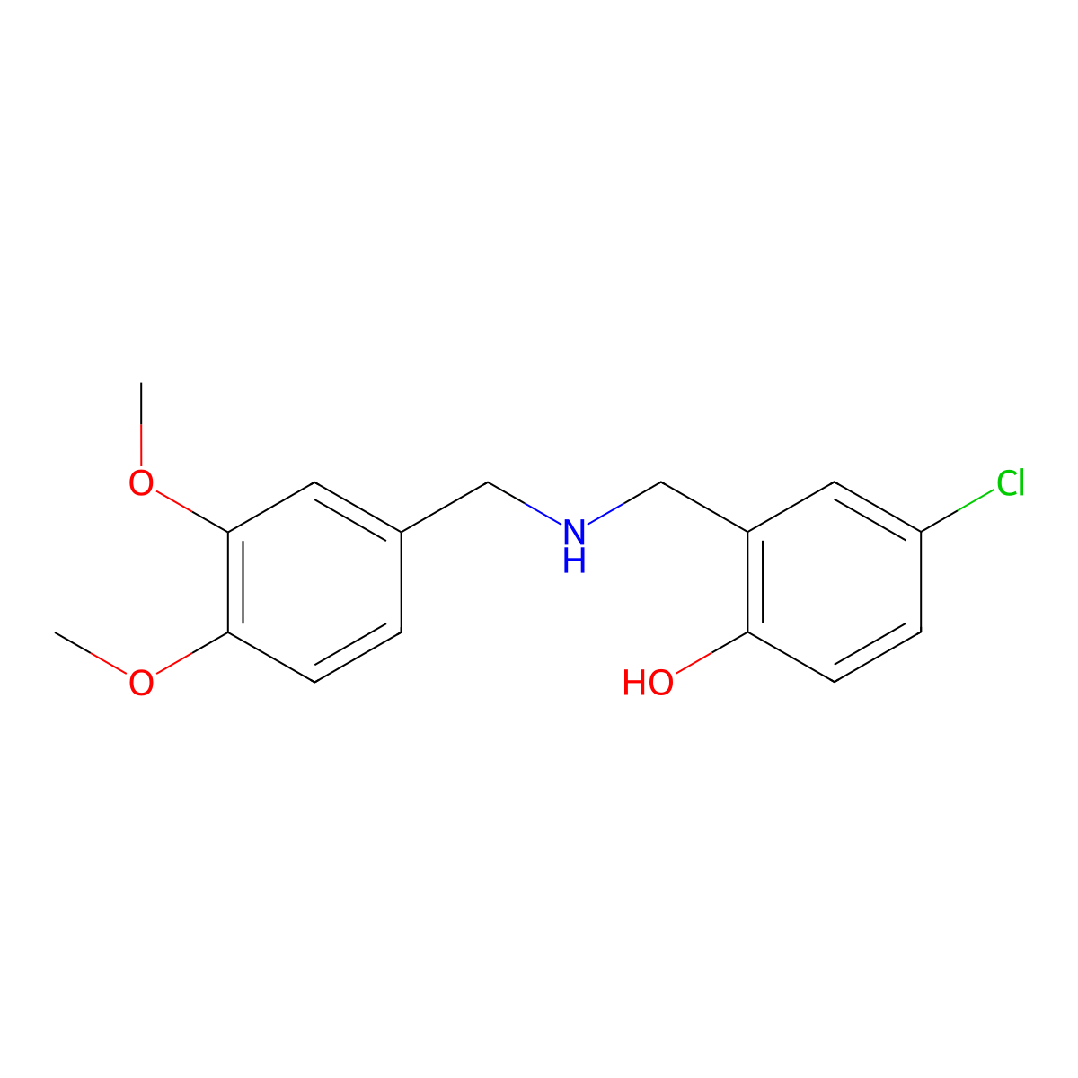 4-Chloro-2-{[(3,4-dimethoxybenzyl)amino]methyl}phenol molecular structure, CAS 1036577-24-8