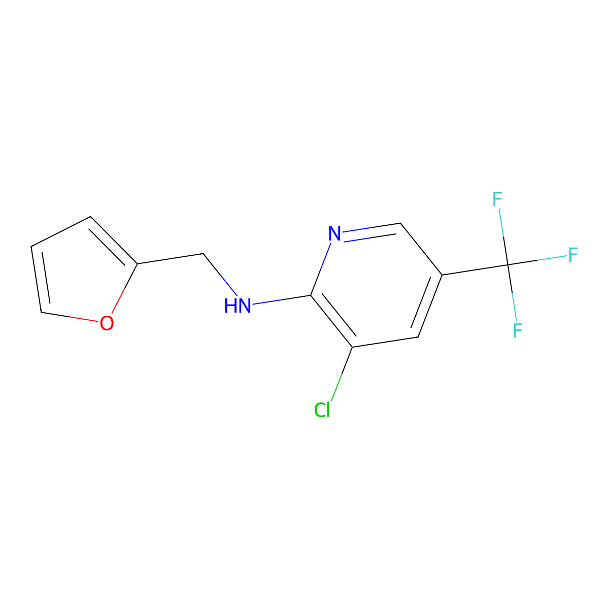 3-chloro-N-(furan-2-ylmethyl)-5-(trifluoromethyl)pyridin-2-amine molecular structure, CAS 1036578-95-6