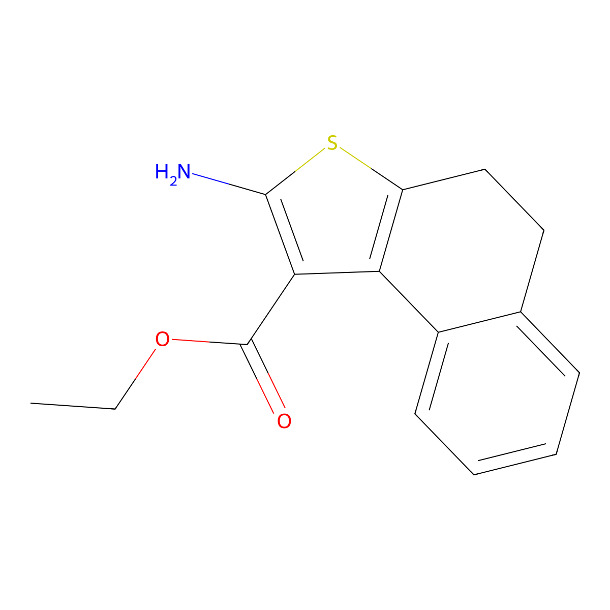 Ethyl 2-amino-4,5-dihydronaphtho[2,1-b]thiophene-1-carboxylate molecular structure, CAS 1036583-69-3