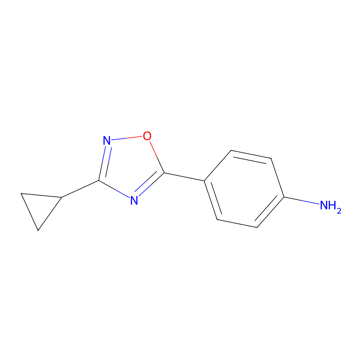 4-(3-Cyclopropyl-1,2,4-oxadiazol-5-yl)aniline molecular structure, CAS 1036585-88-2