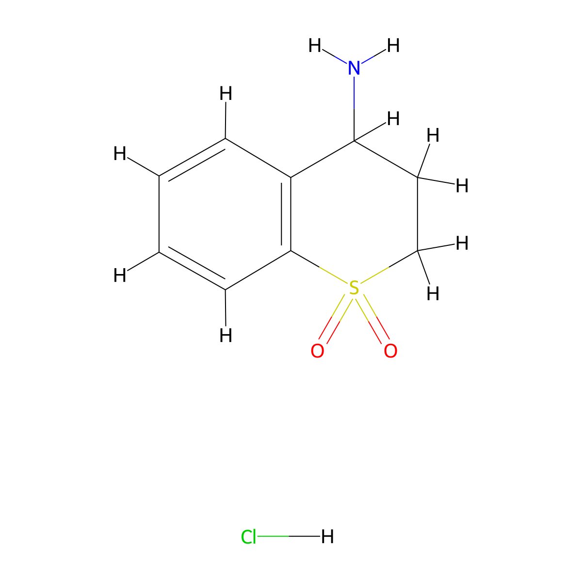 3,4-dihydro-2H-thiochromen-4-amine 1,1-dioxide hydrochloride molecular structure, CAS 103659-91-2