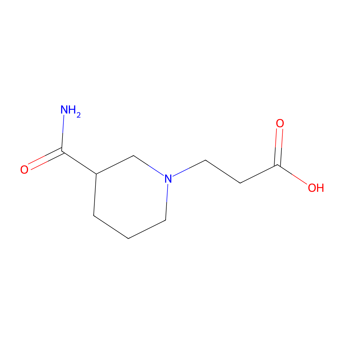 3-(3-Carbamoylpiperidin-1-yl)propanoic acid molecular structure, CAS 1036590-20-1