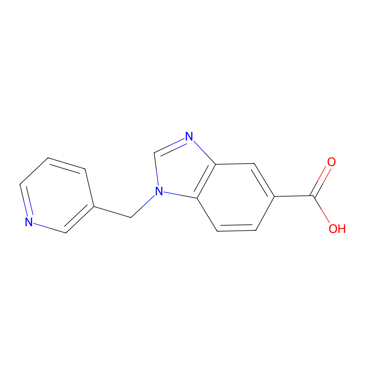 1-(pyridin-3-ylmethyl)-1H-benzimidazole-5-carboxylic acid molecular structure, CAS 1036591-09-9