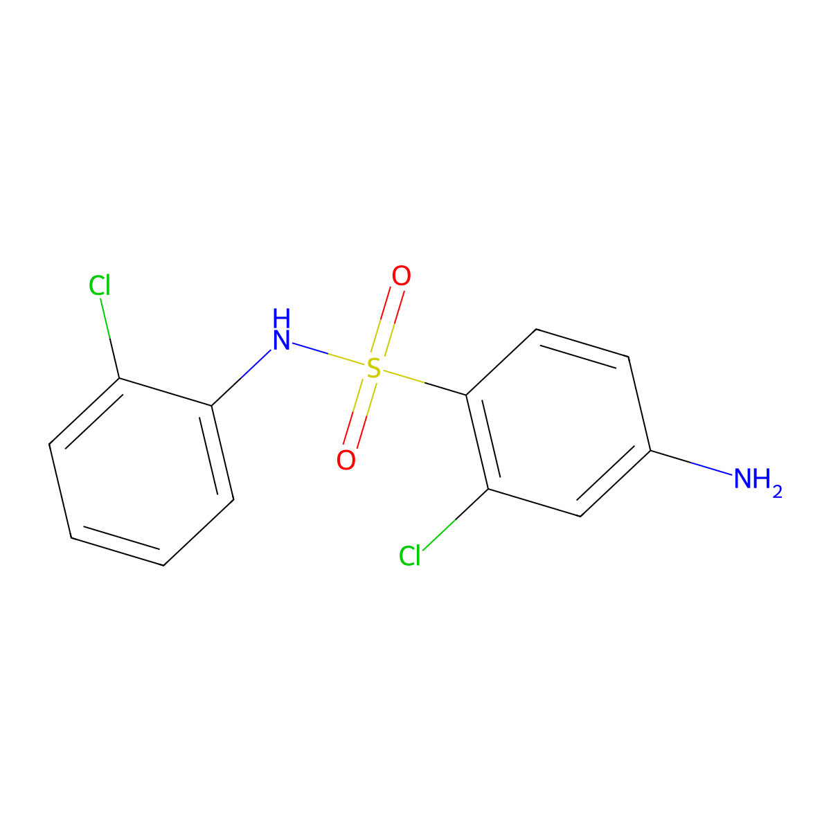 4-amino-2-chloro-N-(2-chlorophenyl)benzene-1-sulfonamide molecular structure, CAS 1036593-23-3