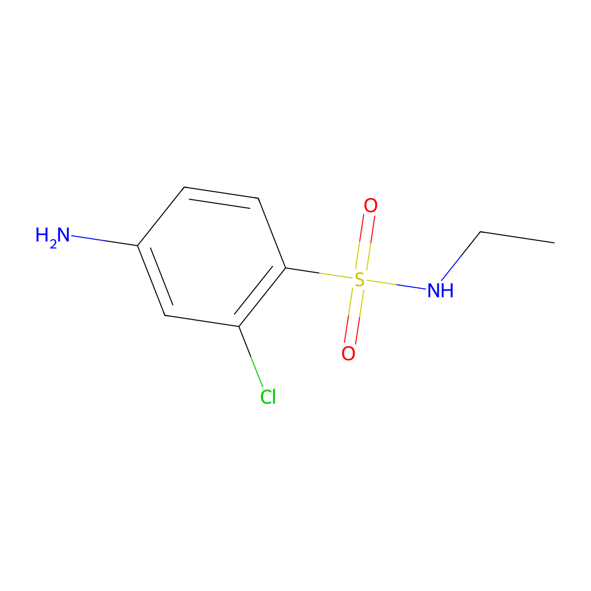 4-amino-2-chloro-N-ethylbenzene-1-sulfonamide molecular structure, CAS 1036596-00-5