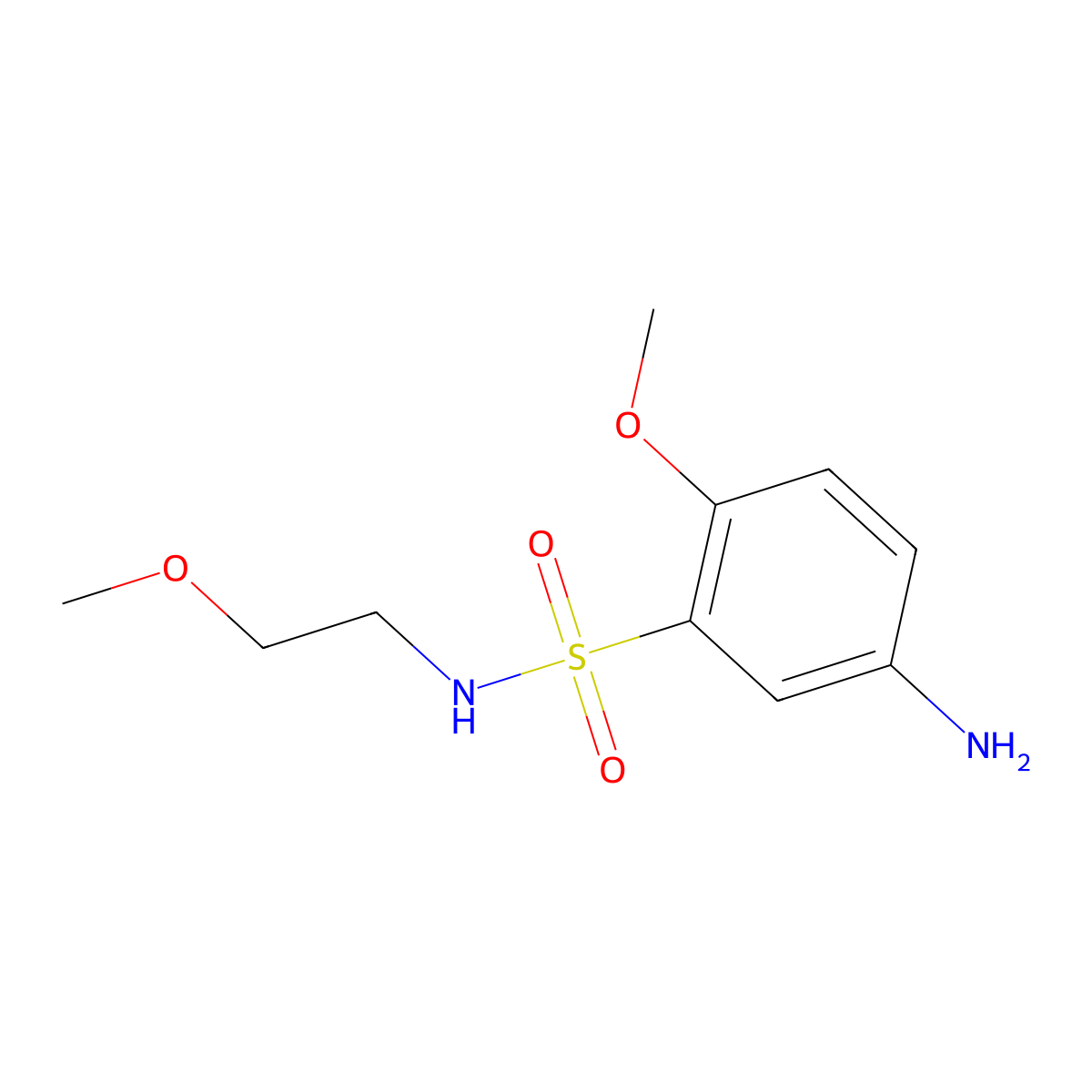 5-amino-2-methoxy-N-(2-methoxyethyl)benzene-1-sulfonamide molecular structure, CAS 1036596-08-3