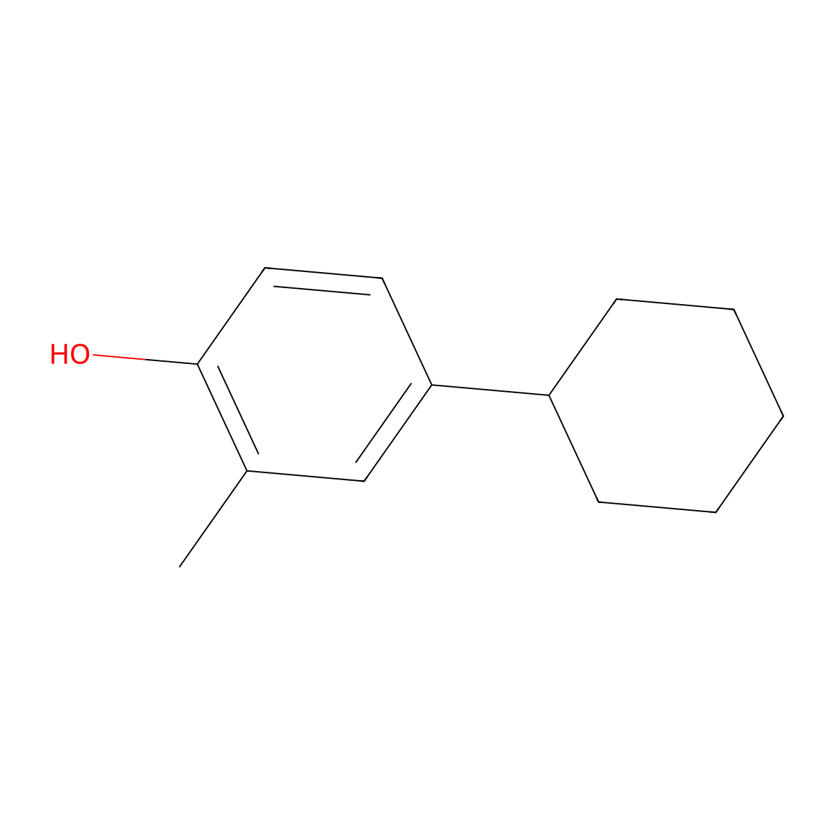 Phenol, cyclohexyl-2-methyl- molecular structure, CAS 10366-14-0