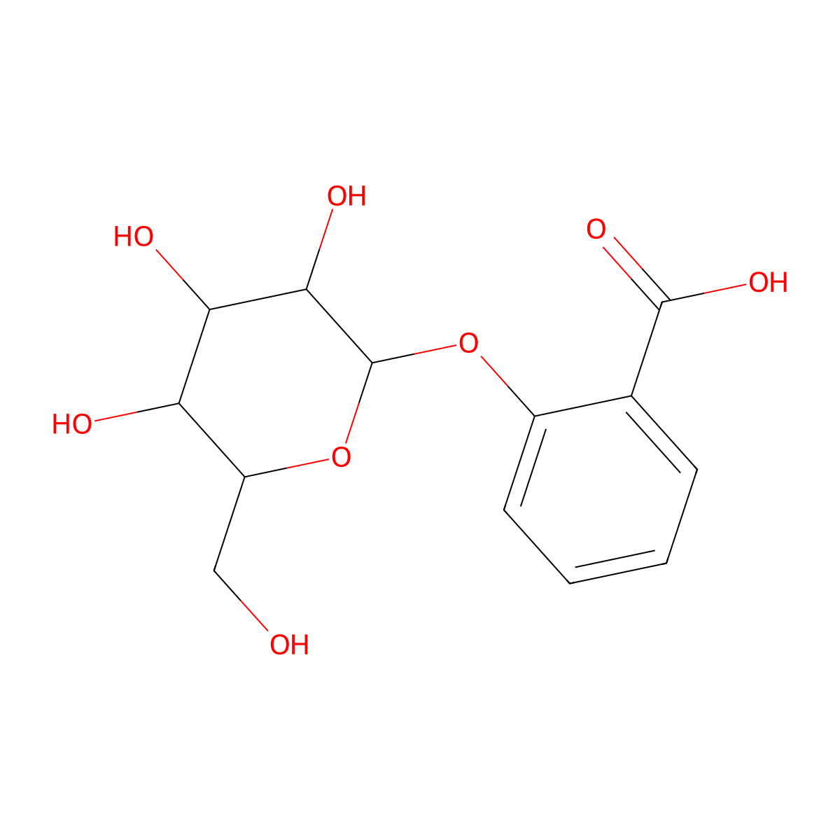 Salicylic acid 2-O-beta-D-glucoside molecular structure, CAS 10366-91-3