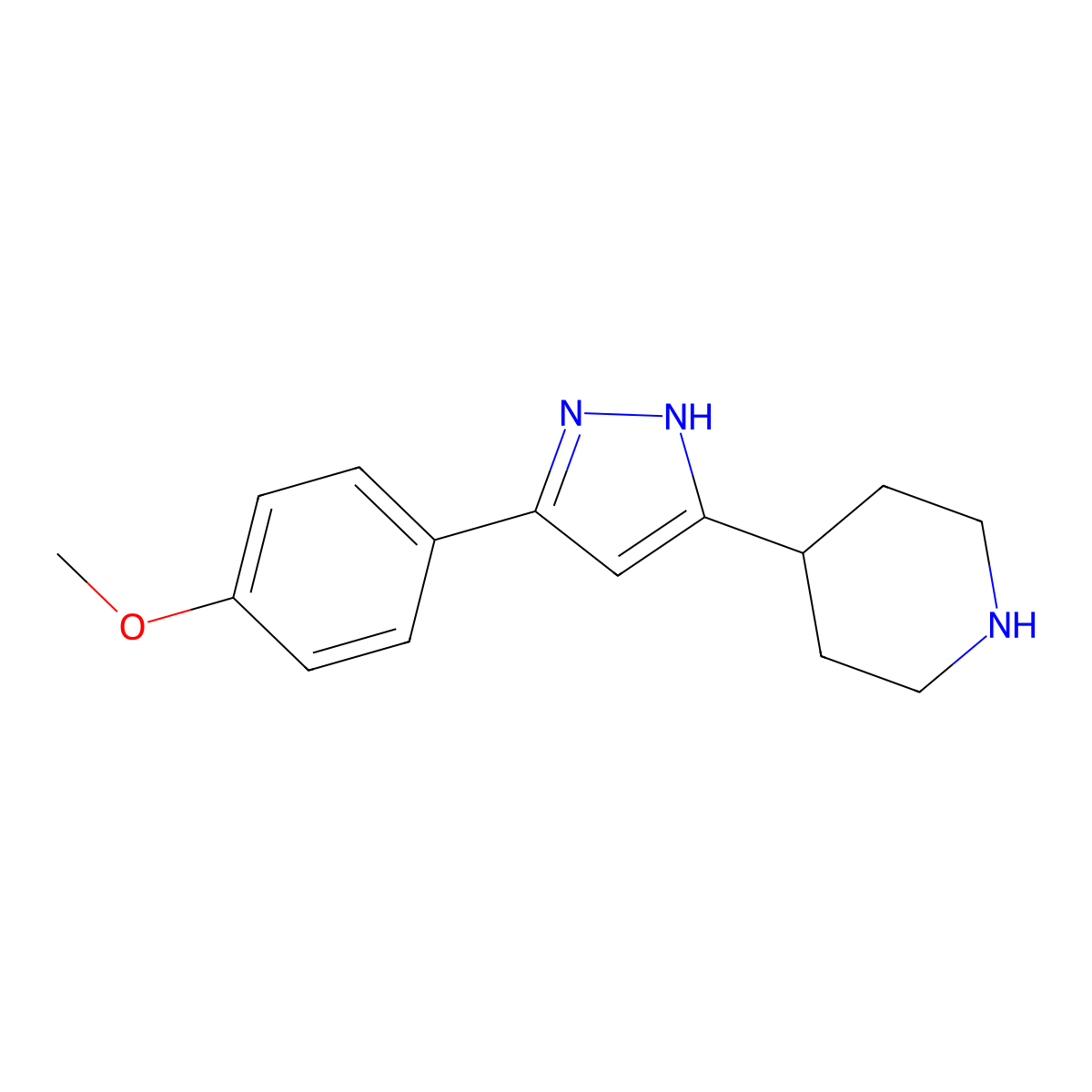4-(5-(4-Methoxyphenyl)-1H-pyrazol-3-yl)piperidine molecular structure, CAS 103660-47-5