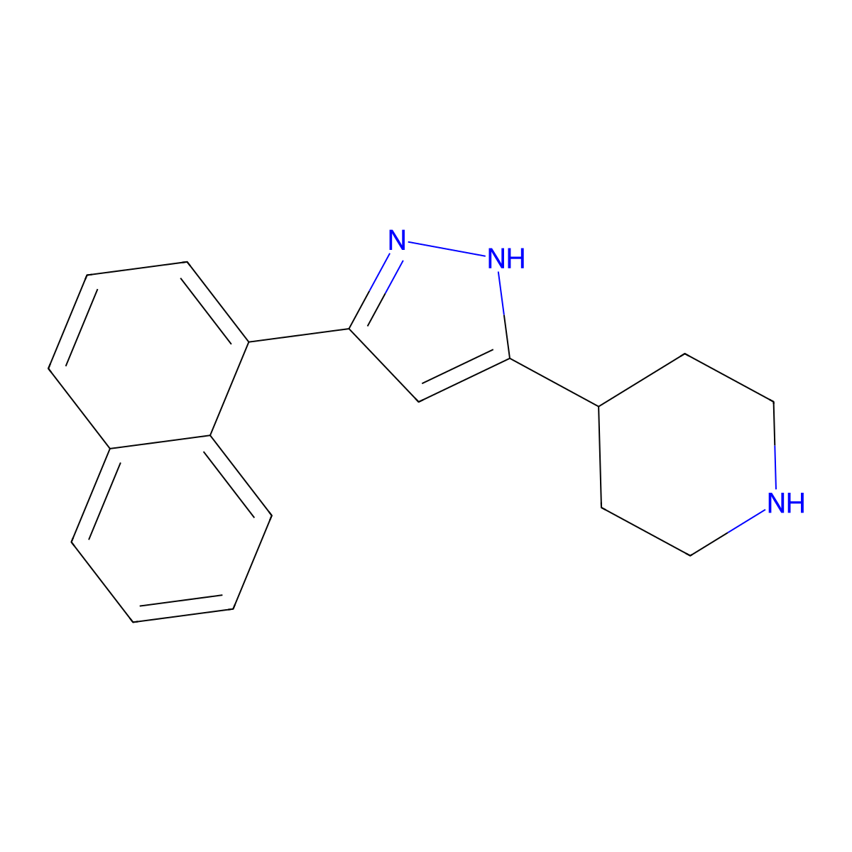 4-[5-(1-naphthyl)-1H-pyrazol-3-yl]piperidine molecular structure, CAS 103660-49-7