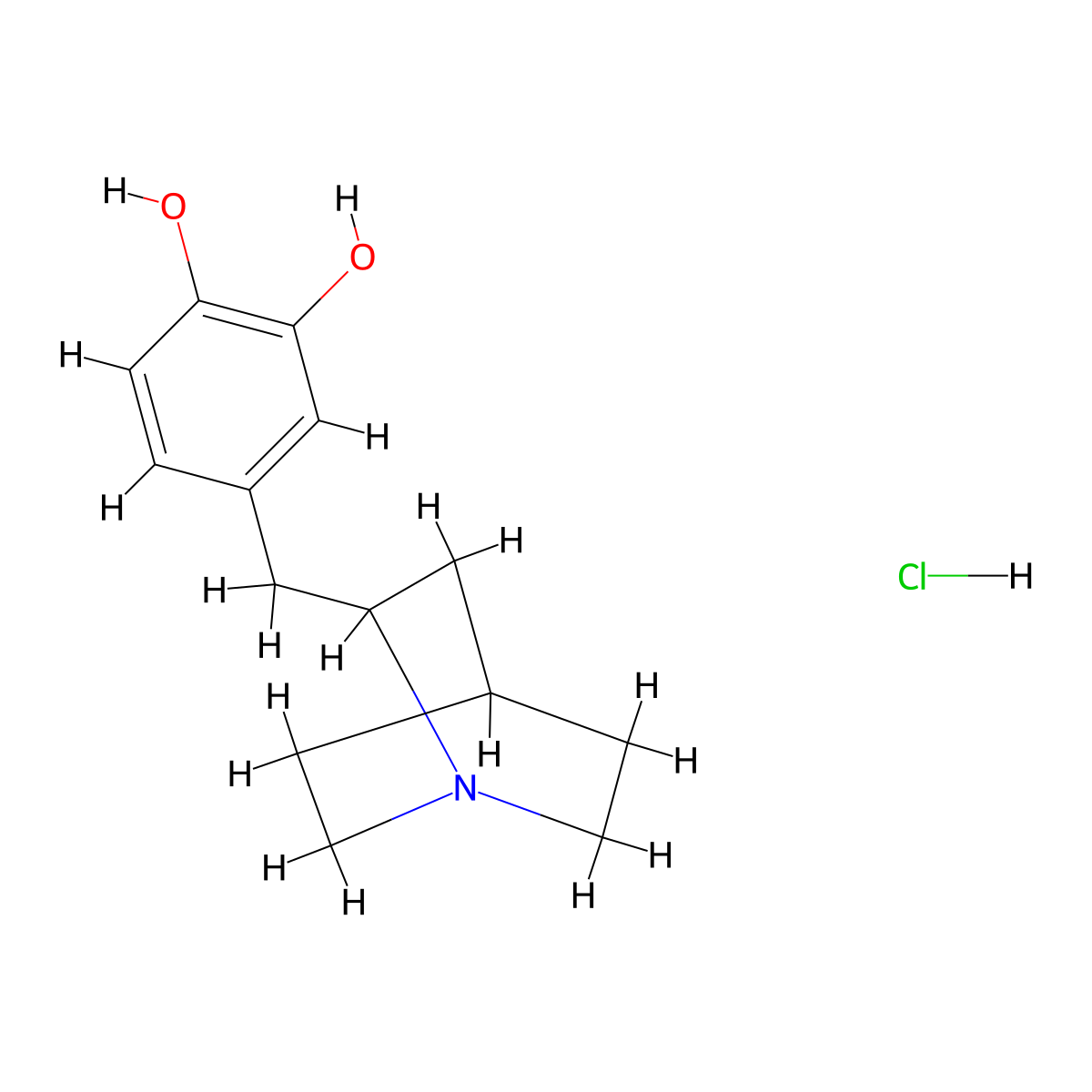 1,2-Benzenediol, 4-(1-azabicyclo(2.2.2)oct-2-ylmethyl)-, hydrochloride molecular structure, CAS 103660-55-5