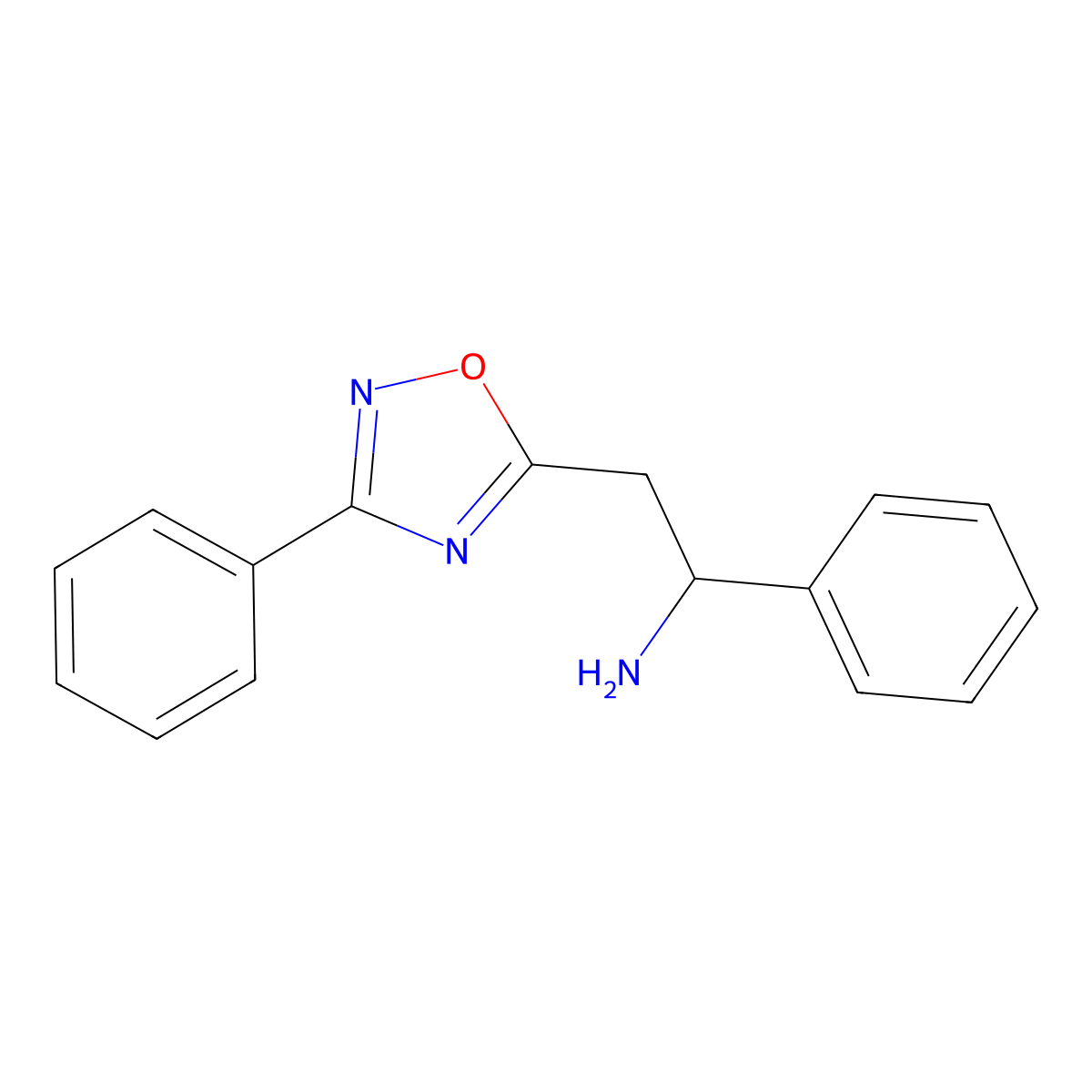 1-Phenyl-2-(3-phenyl-1,2,4-oxadiazol-5-yl)ethanamine molecular structure, CAS 1036605-83-0