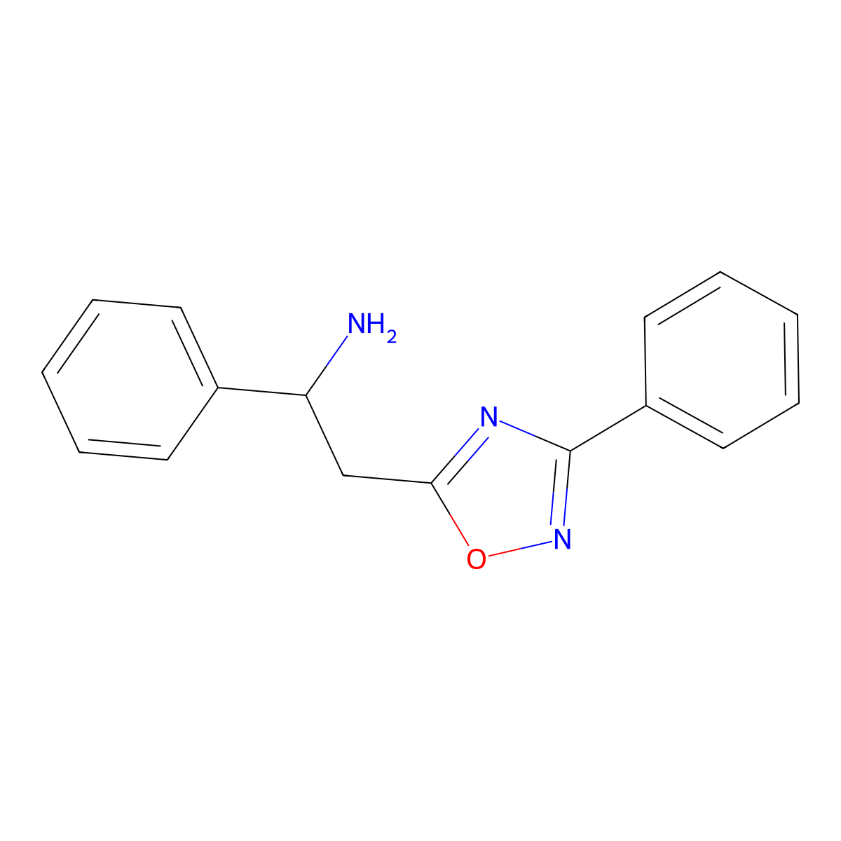 1-Phenyl-2-(3-phenyl-1,2,4-oxadiazol-5-yl)ethanamine molecular structure, CAS 1036605-83-0